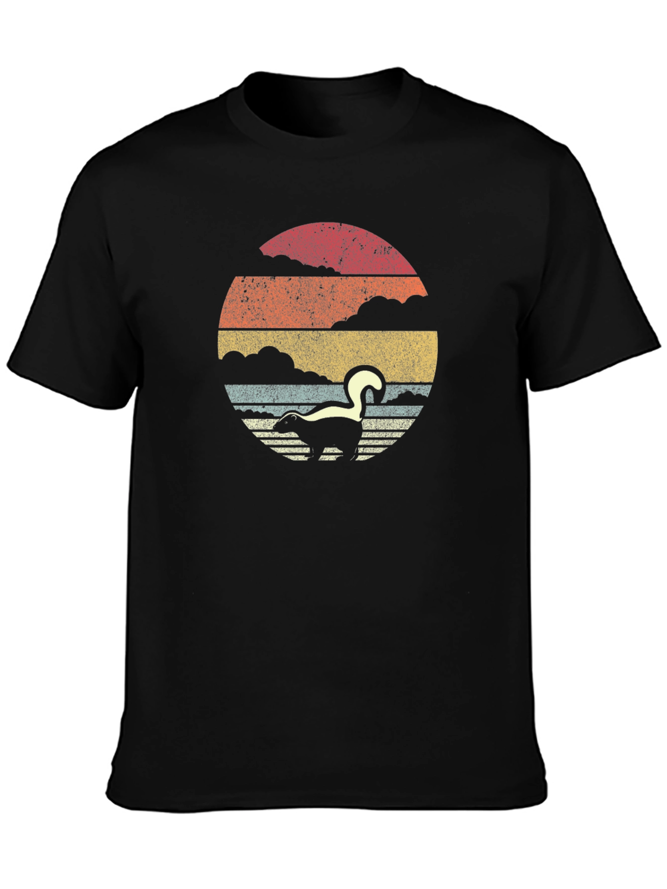 Retro Skunk Sunset T-Shirt - Soft Cotton Blend