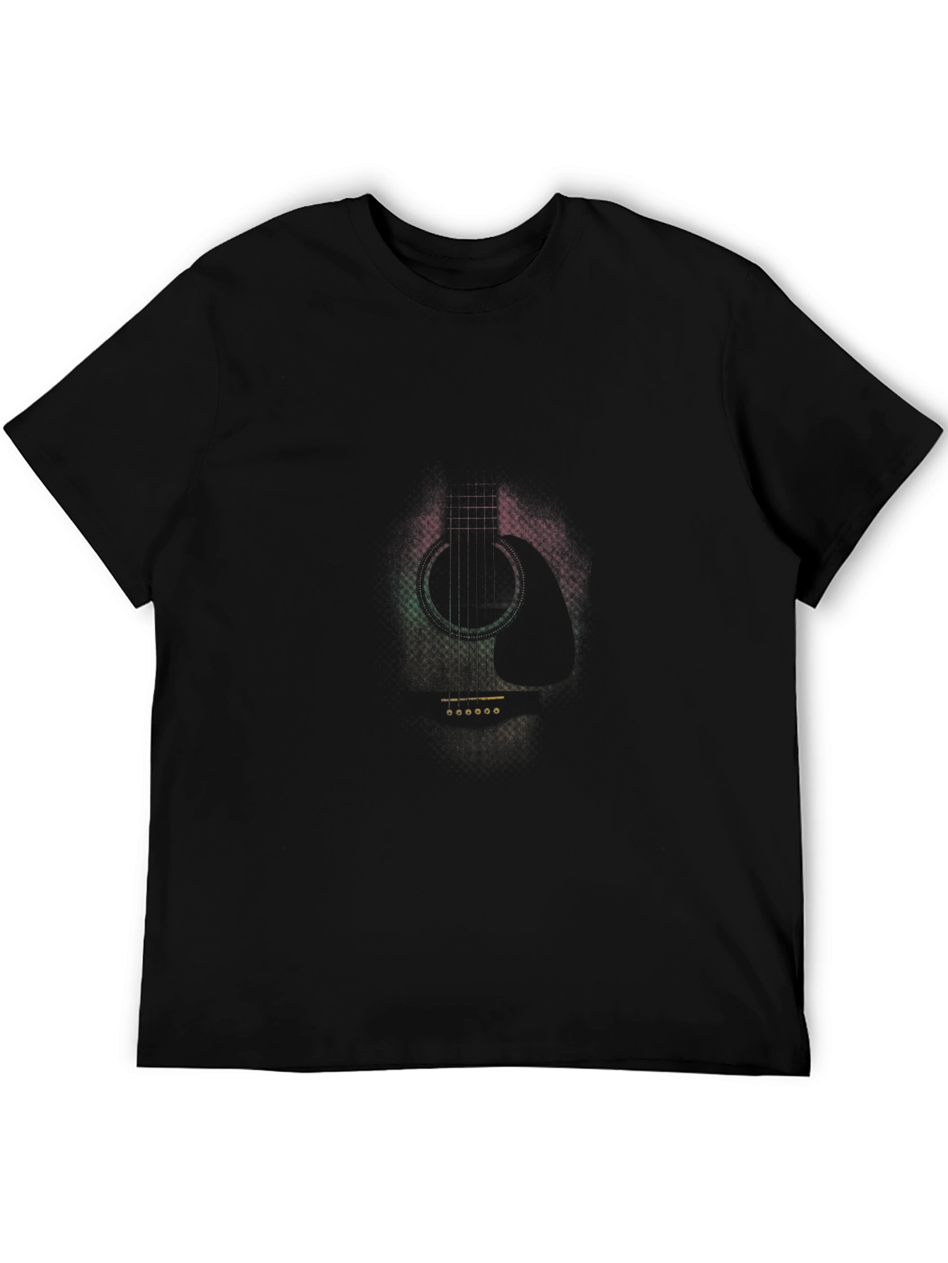 Reggae Guitar Graphic Print Black T-Shirt