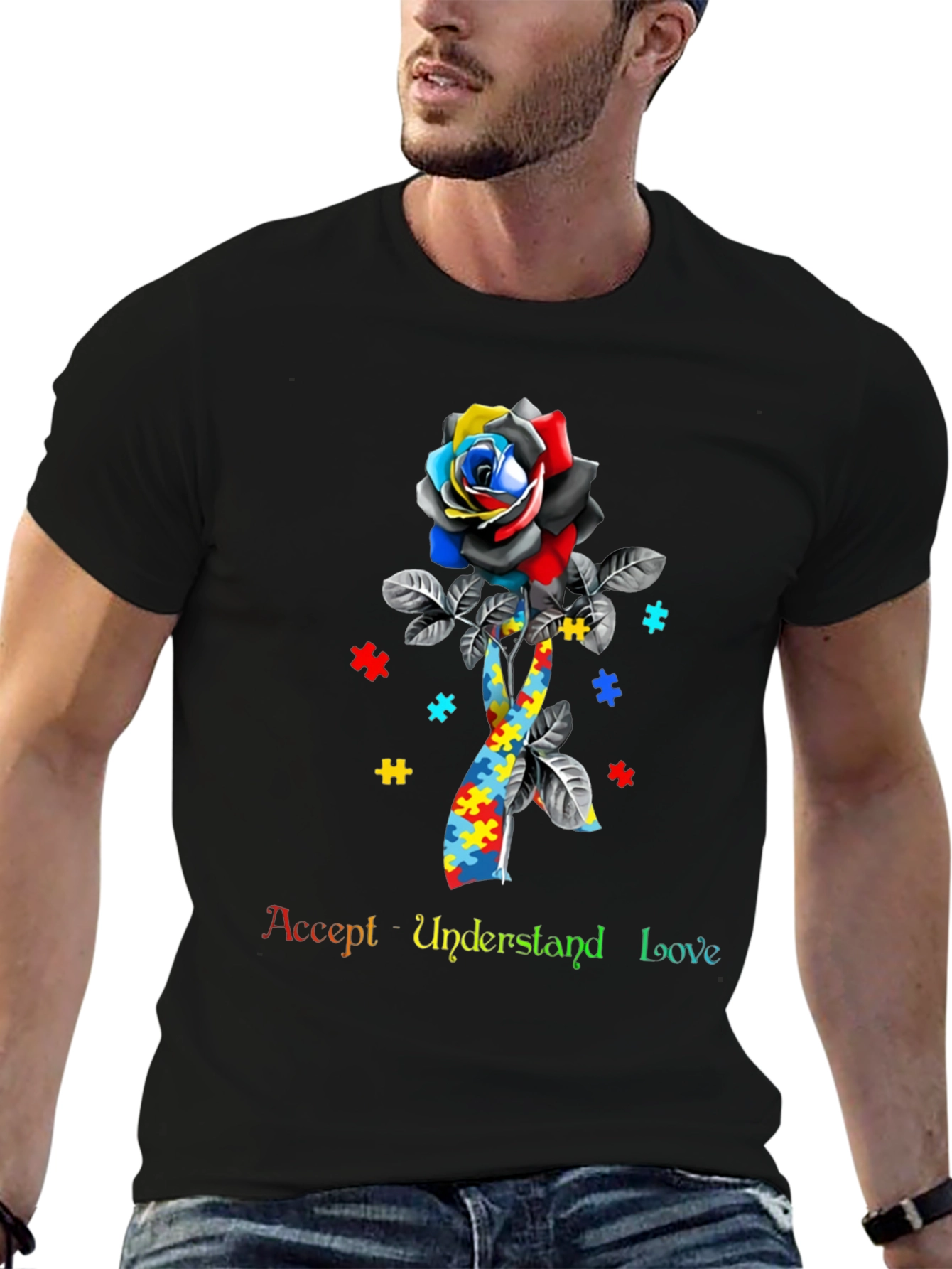 Autism Awareness Rose Puzzle T-Shirt