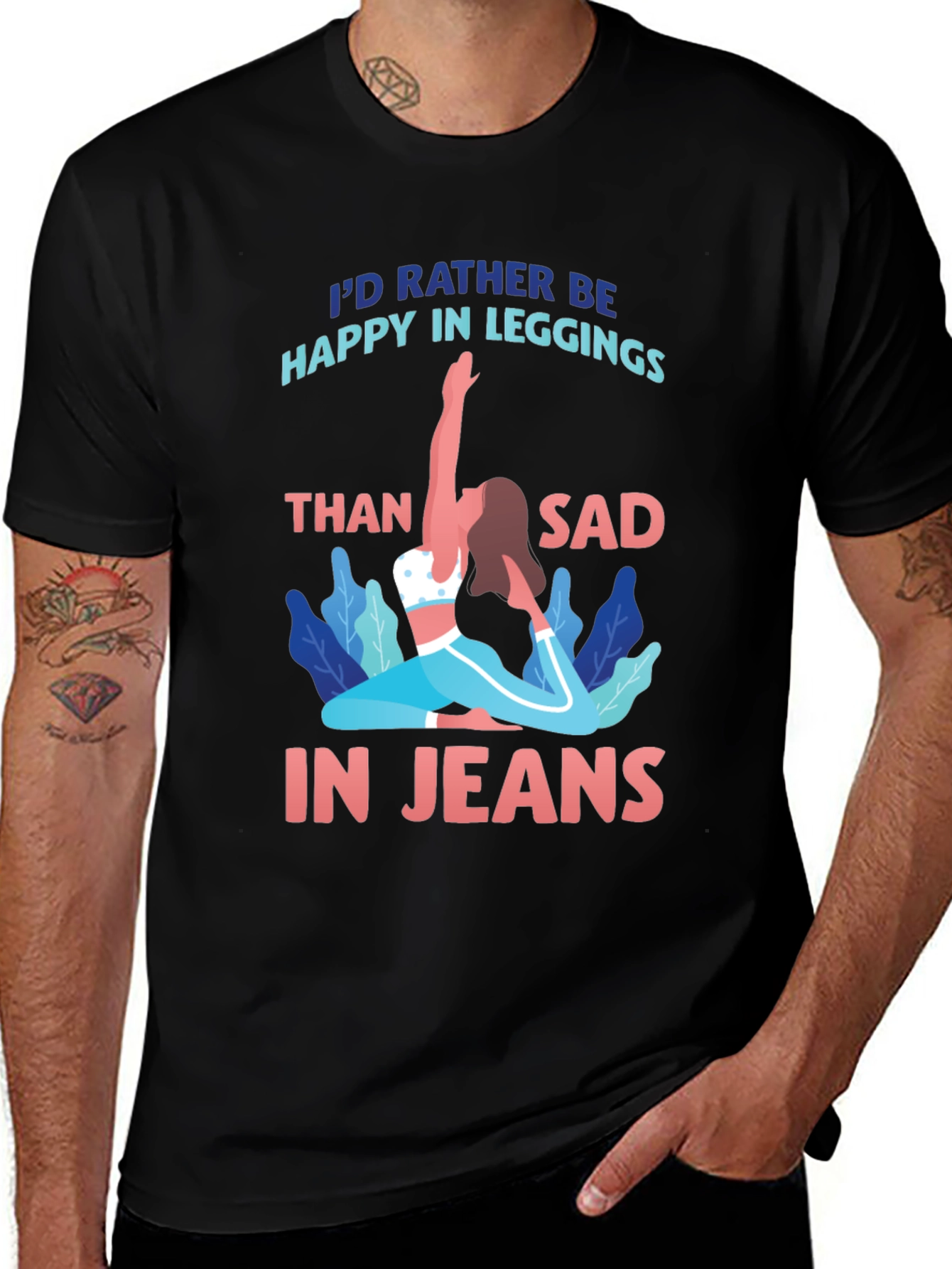 Happy in Leggings Graphic Tee - Yoga Lover Shirt