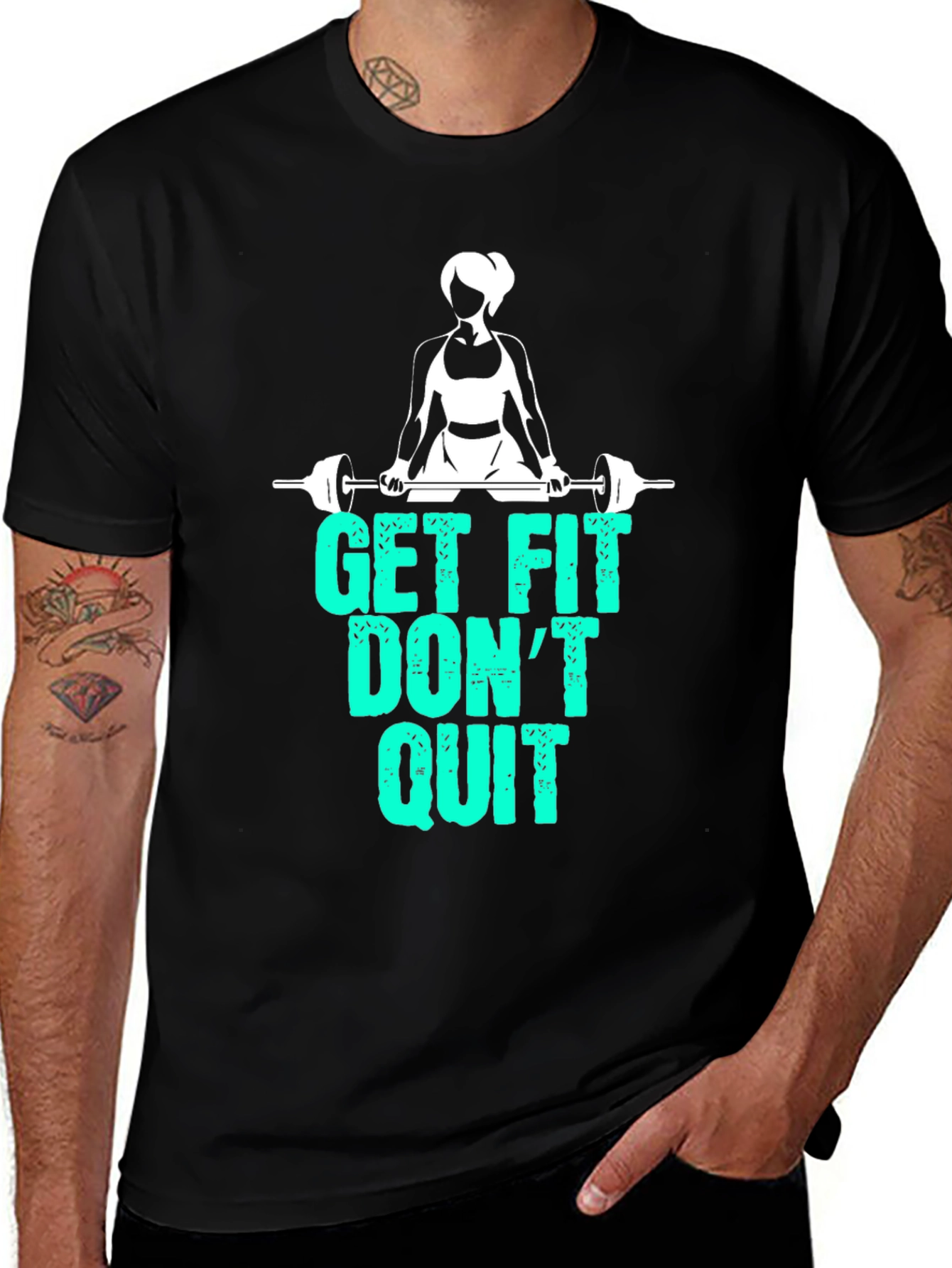 Get Fit Dont Quit Graphic T-Shirt - Black