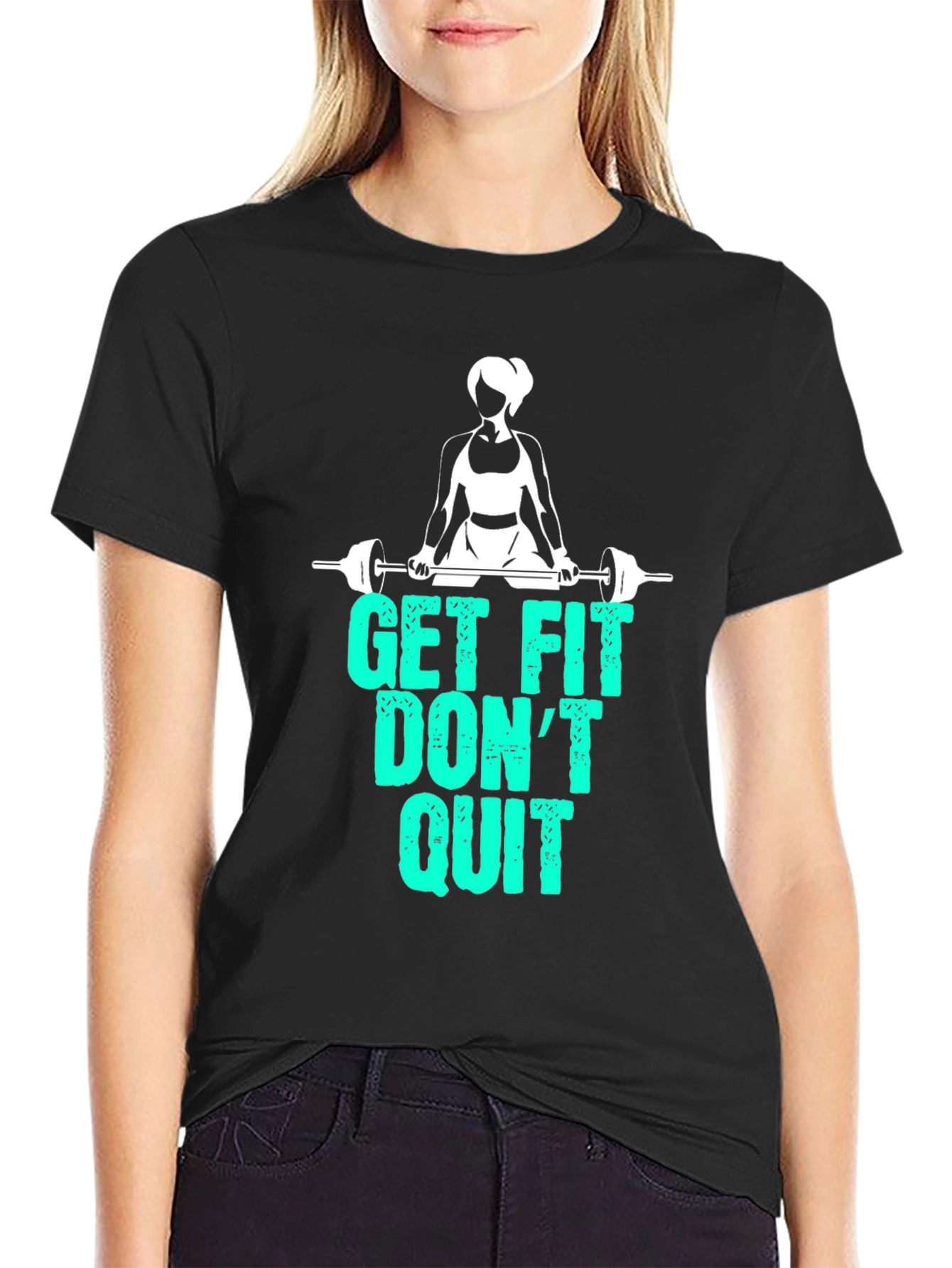Get Fit Dont Quit Graphic T-Shirt - Black