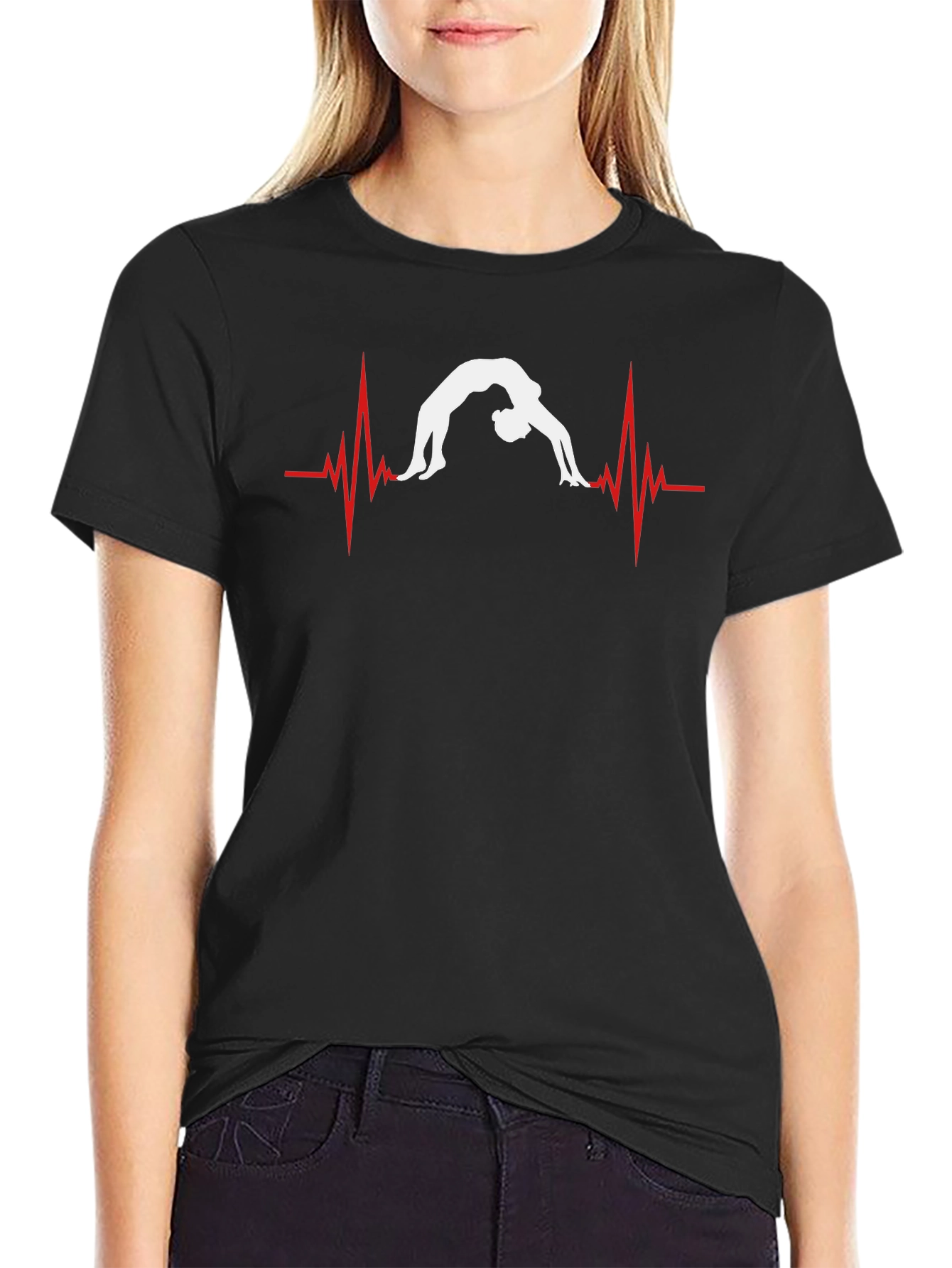 Gymnastics Heartbeat T-Shirt - Black