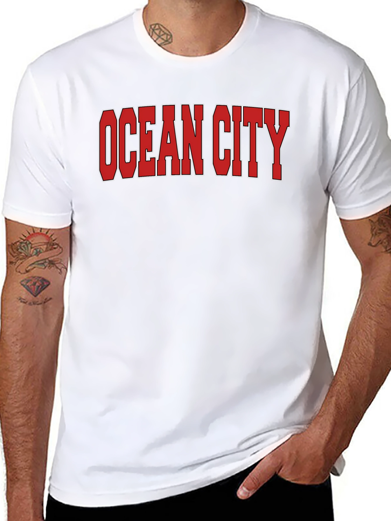 Ocean City Graphic Tee - Black Casual T-Shirt