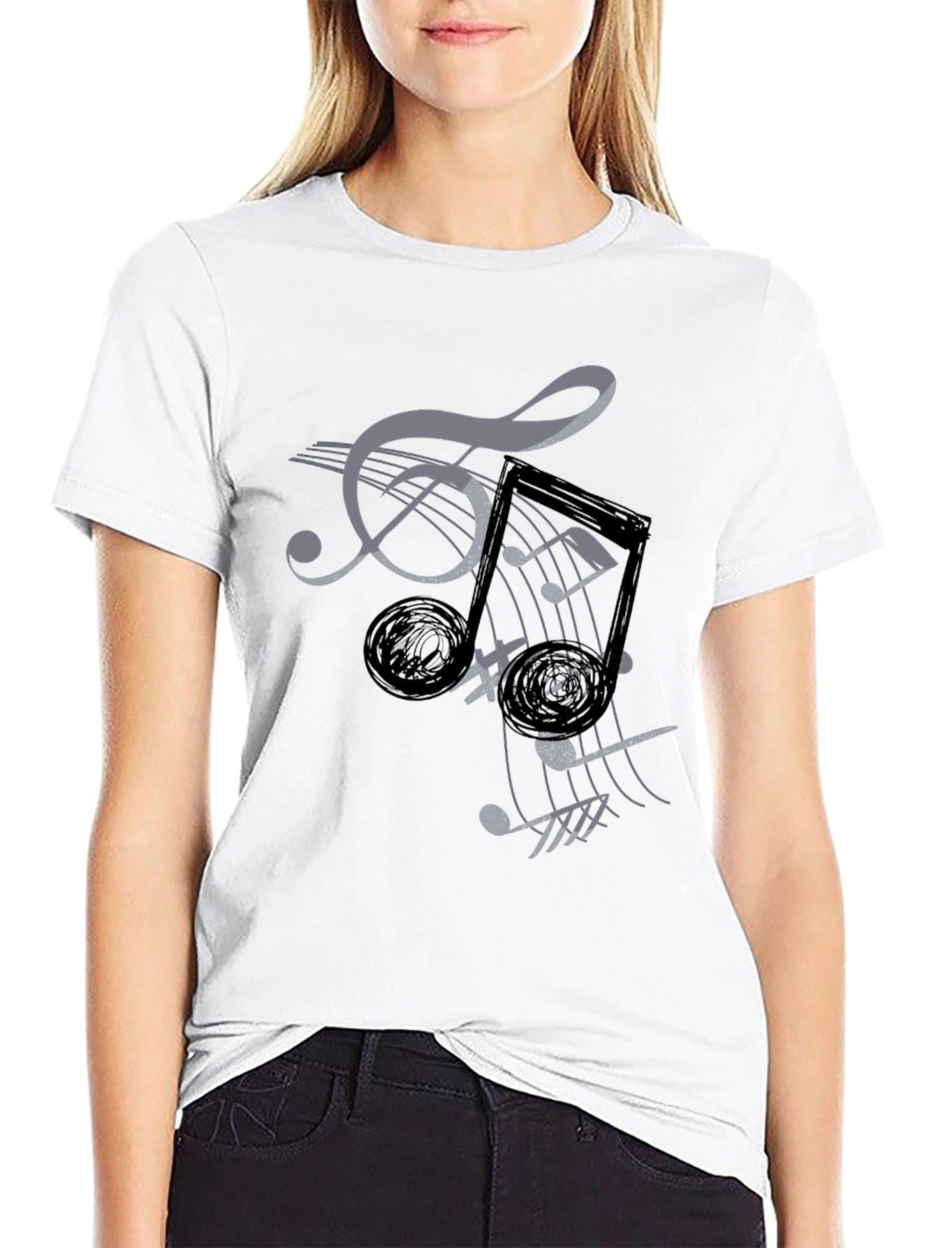 Musical Notes Graphic Tee - Stylish Comfort