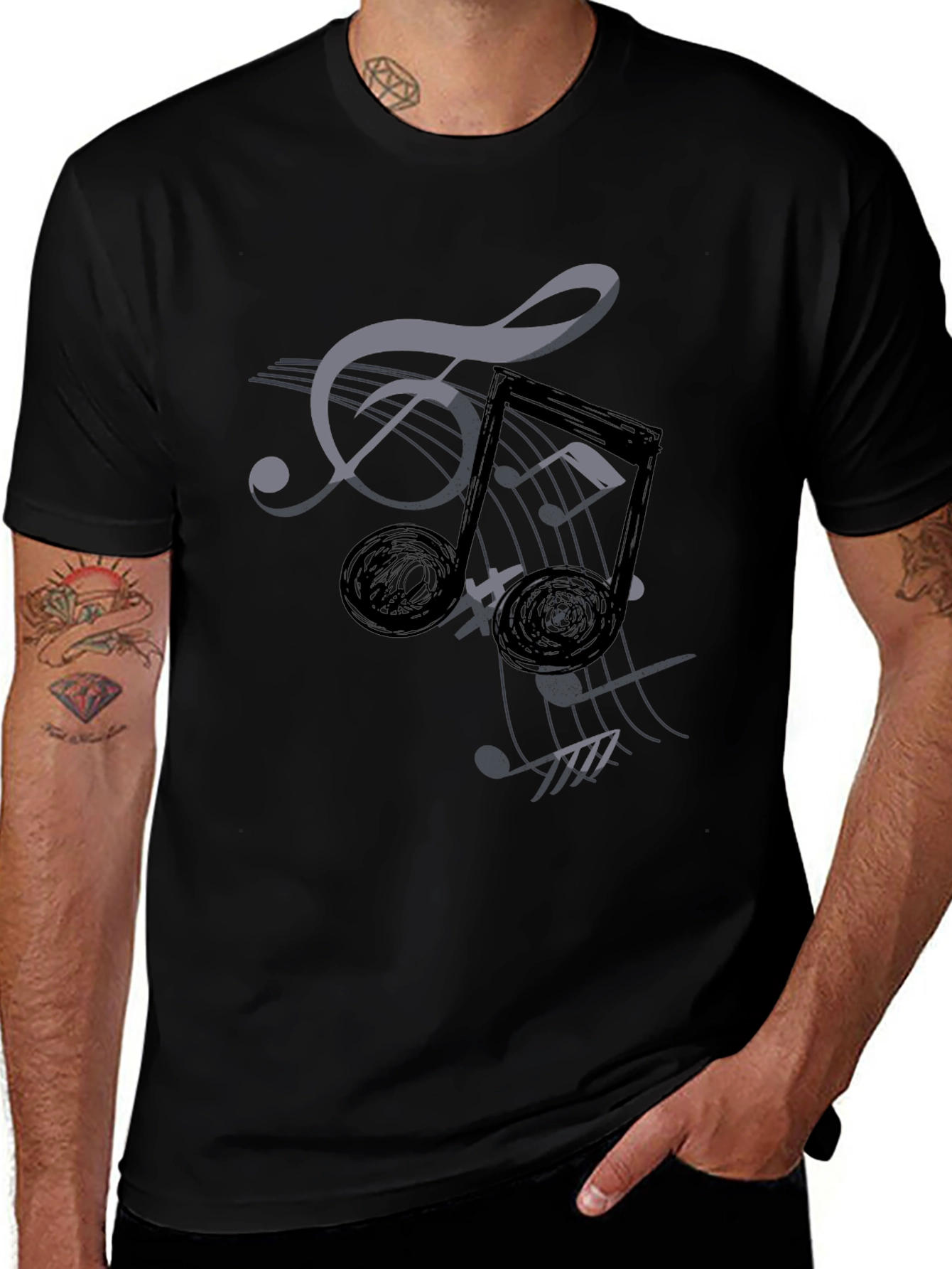 Musical Notes Graphic Tee - Stylish Comfort