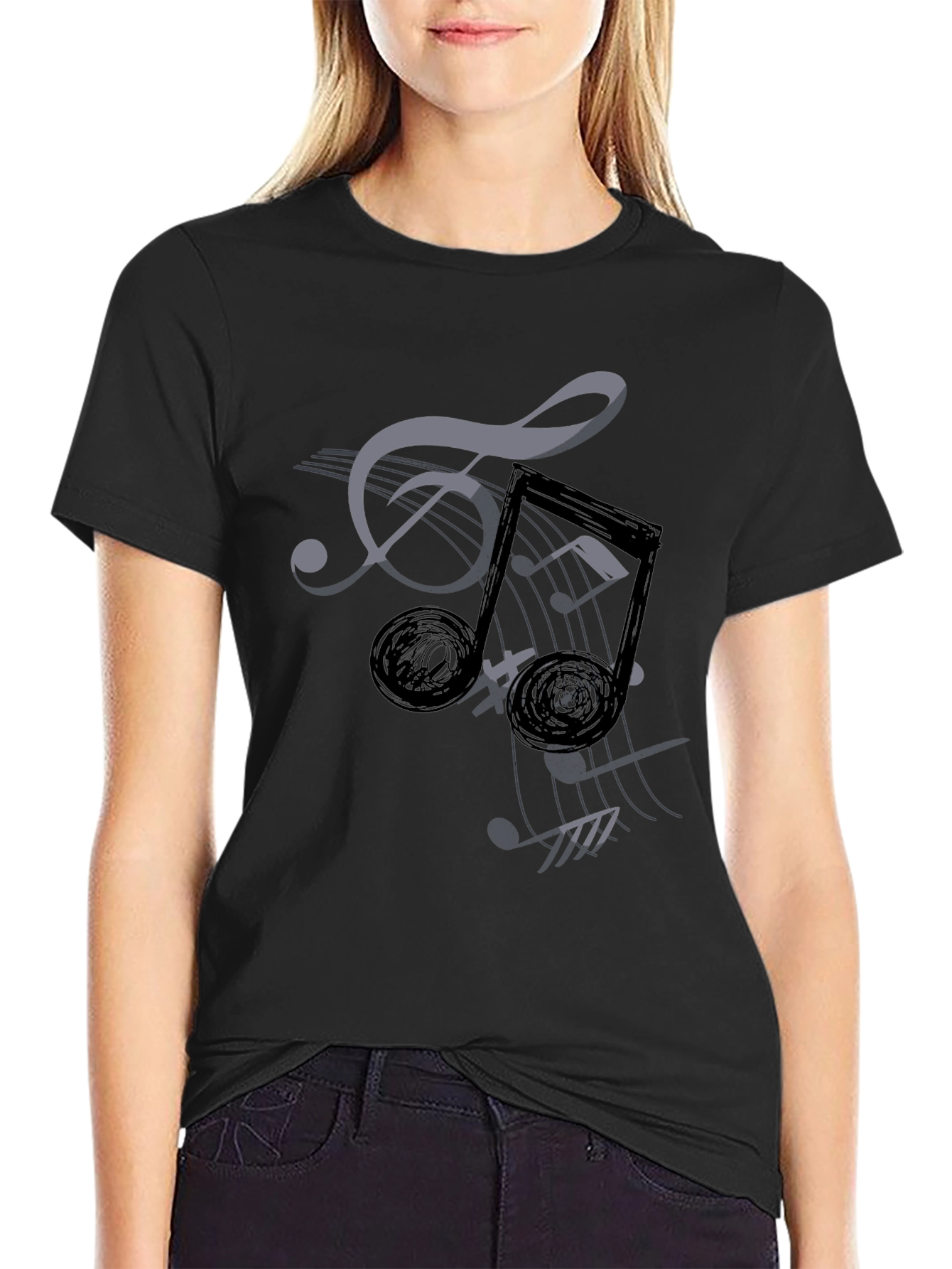 Musical Notes Graphic Tee - Stylish Comfort