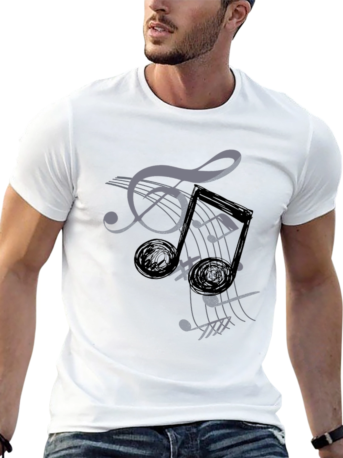Musical Notes Graphic Tee - Stylish Comfort