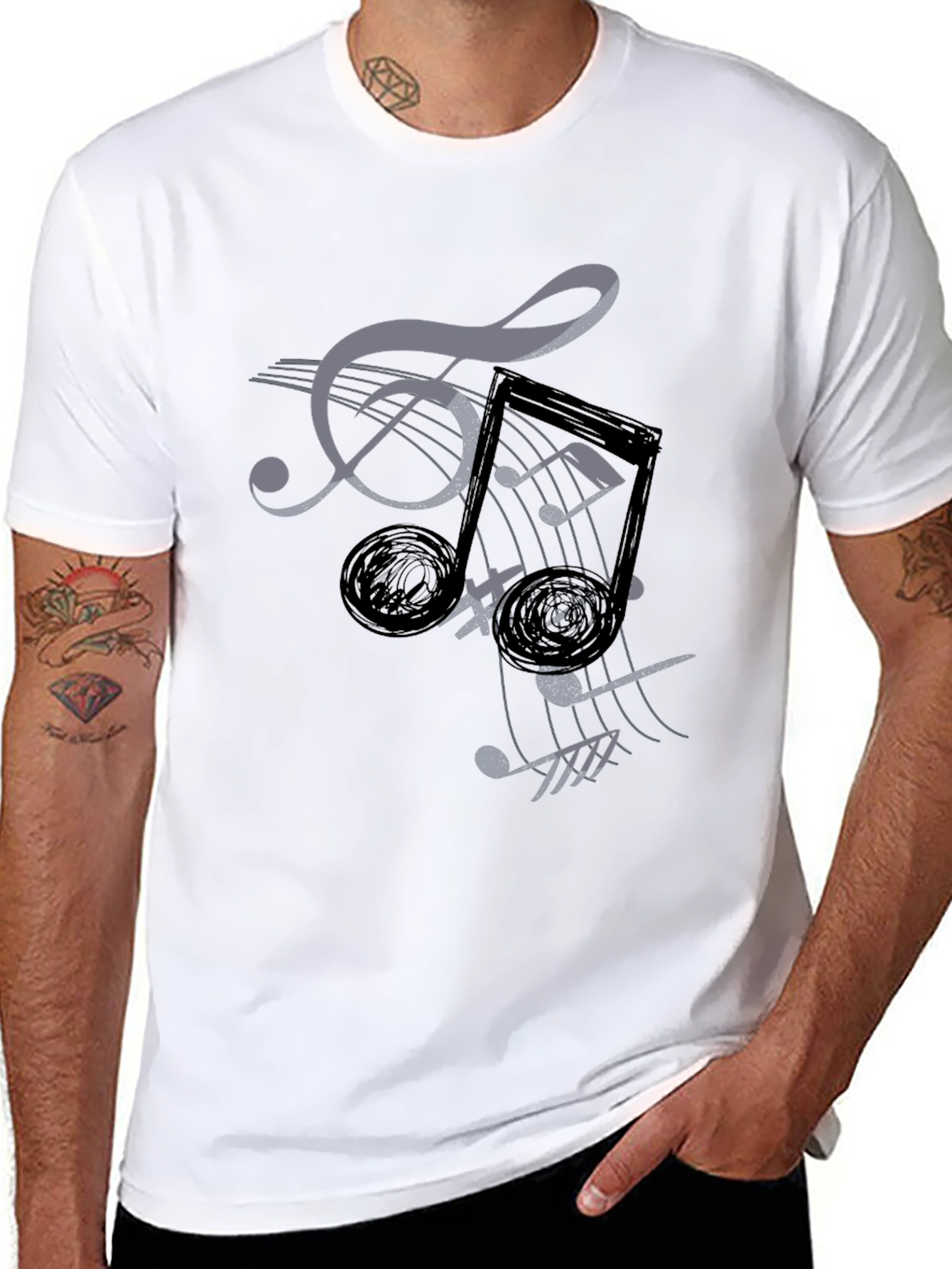 Musical Notes Graphic Tee - Stylish Comfort