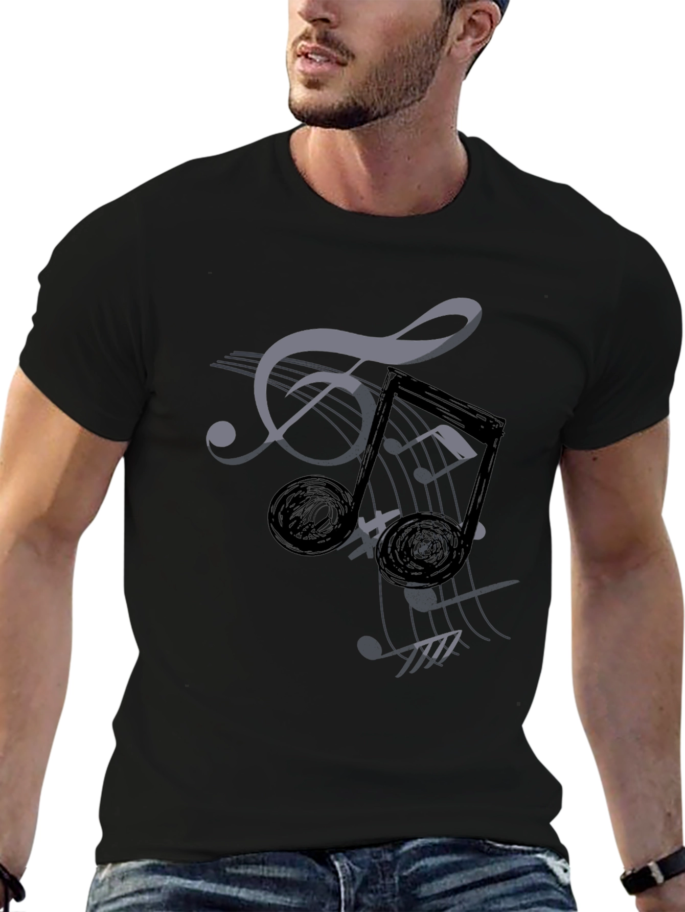Musical Notes Graphic Tee - Stylish Comfort