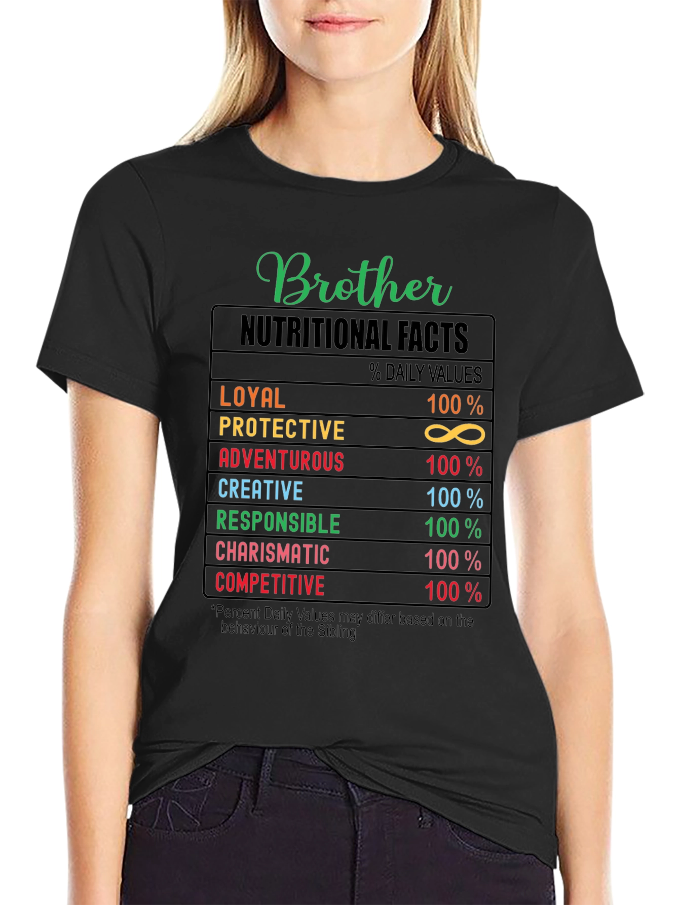 Brother Nutritional Facts T-Shirt - Funny Sibling Tee