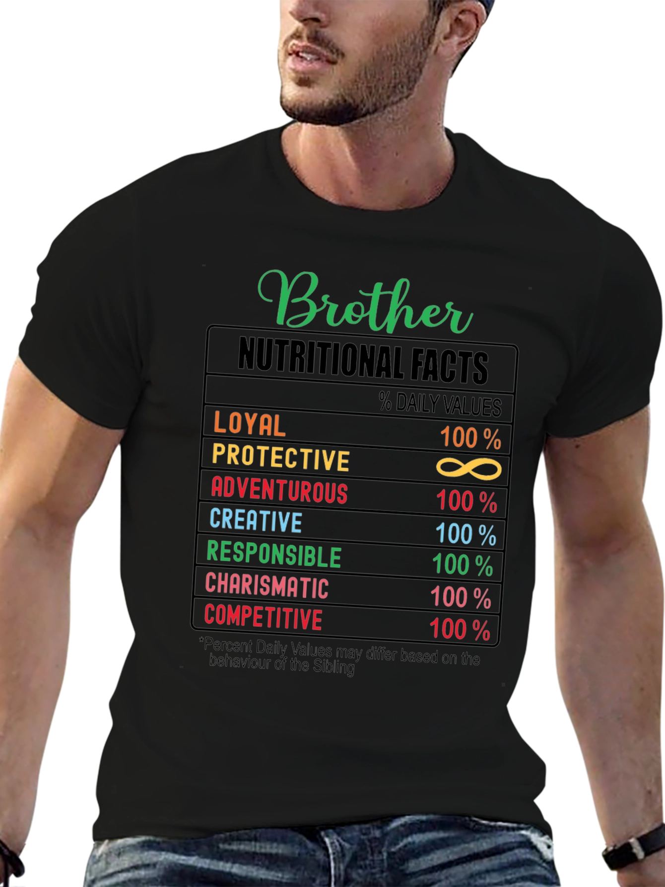 Brother Nutritional Facts T-Shirt - Funny Sibling Tee