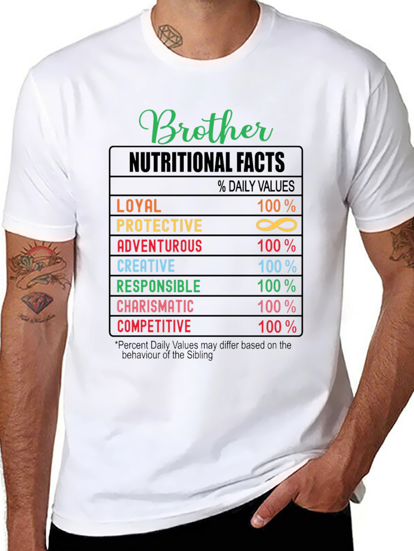 Brother Nutritional Facts T-Shirt - Funny Sibling Tee