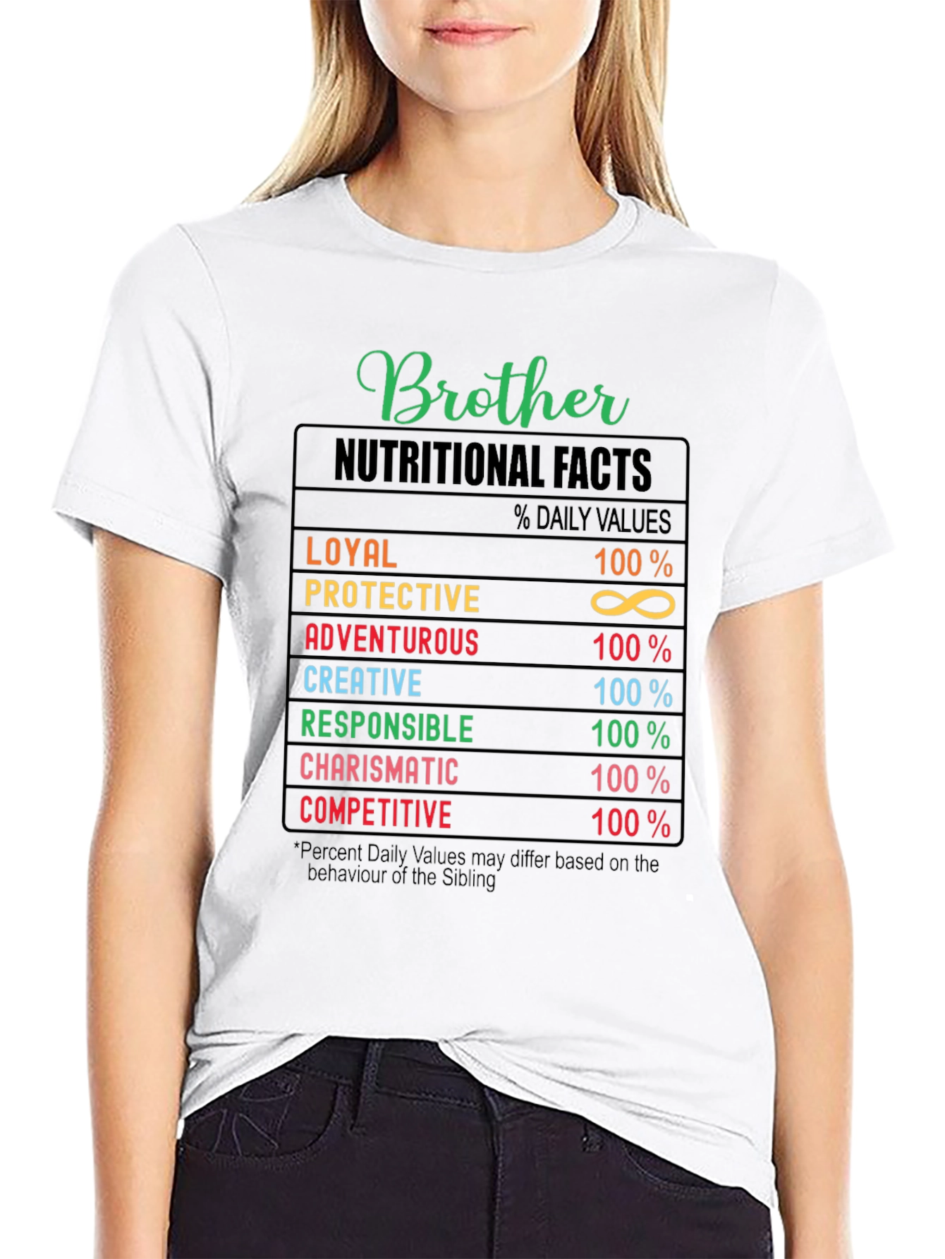 Brother Nutritional Facts T-Shirt - Funny Sibling Tee