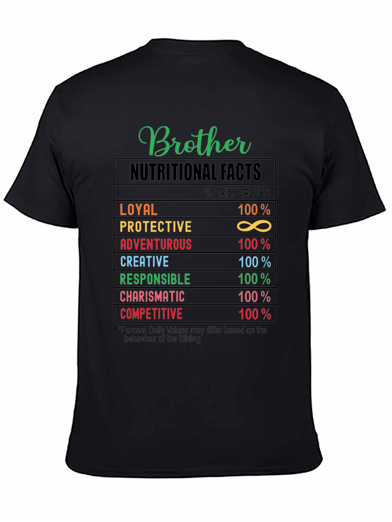 Brother Nutritional Facts T-Shirt - Funny Sibling Tee