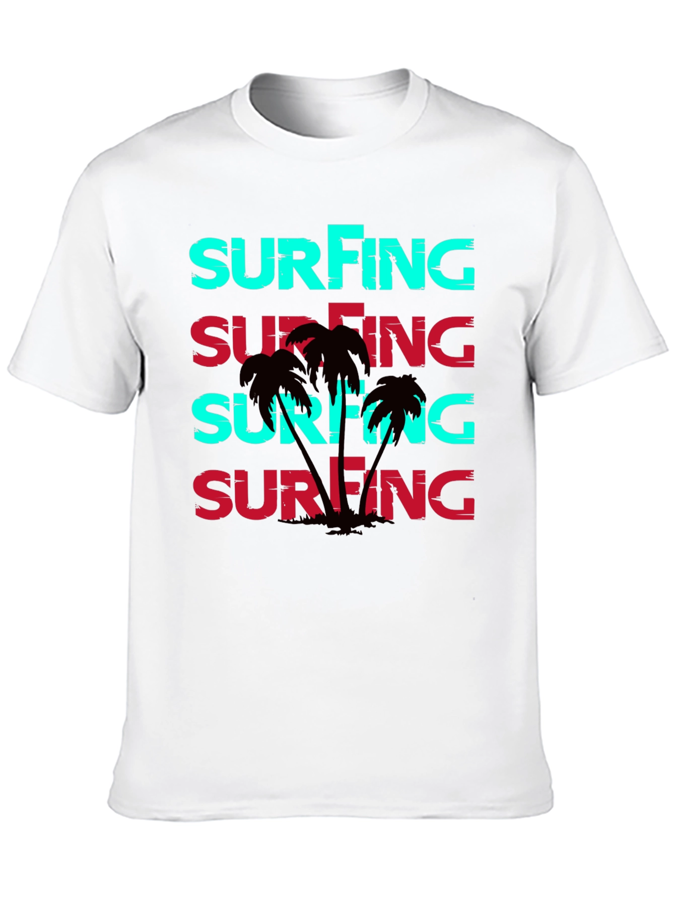 Surfing Graphic Print Black T-Shirt