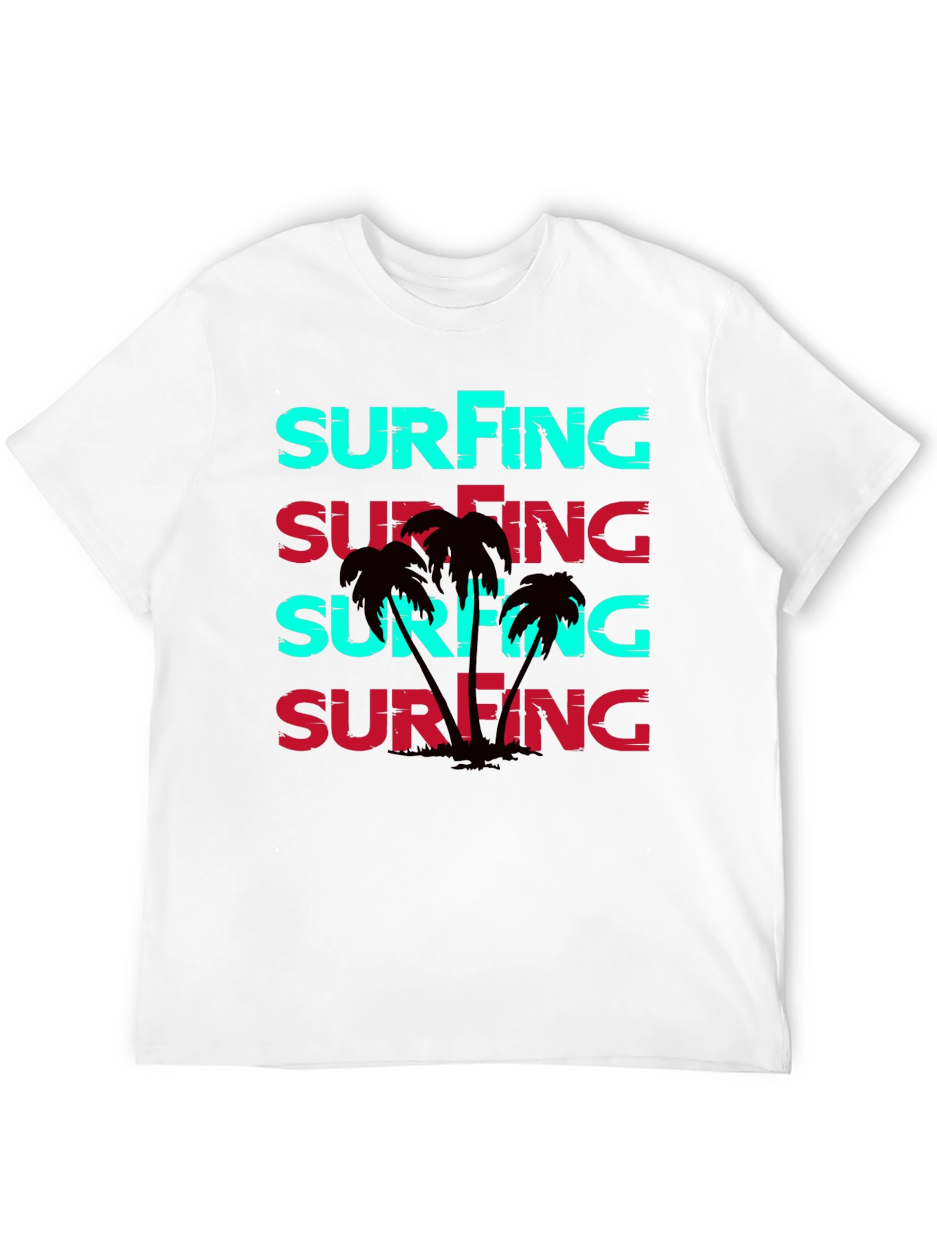 Surfing Graphic Print Black T-Shirt