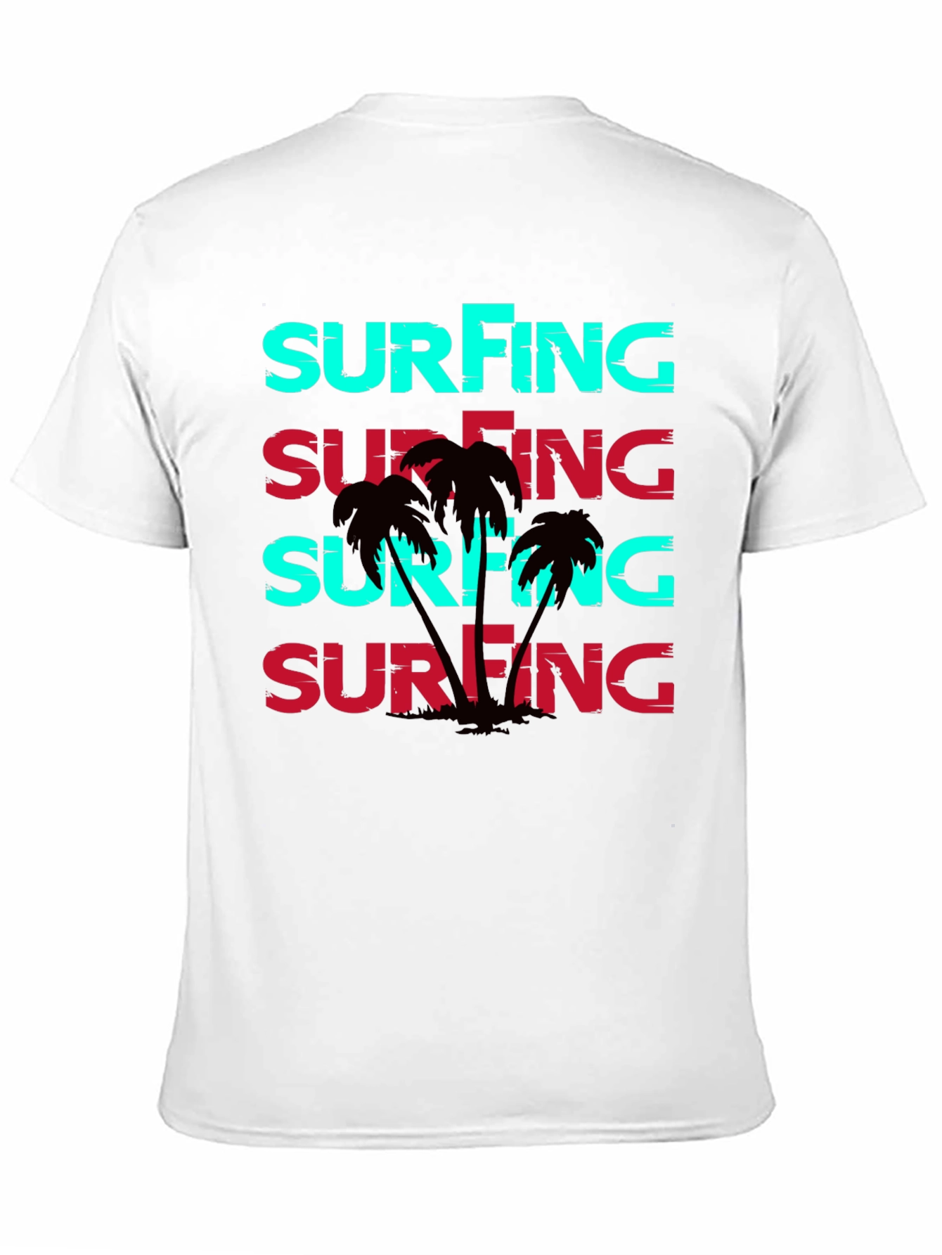 Surfing Graphic Print Black T-Shirt