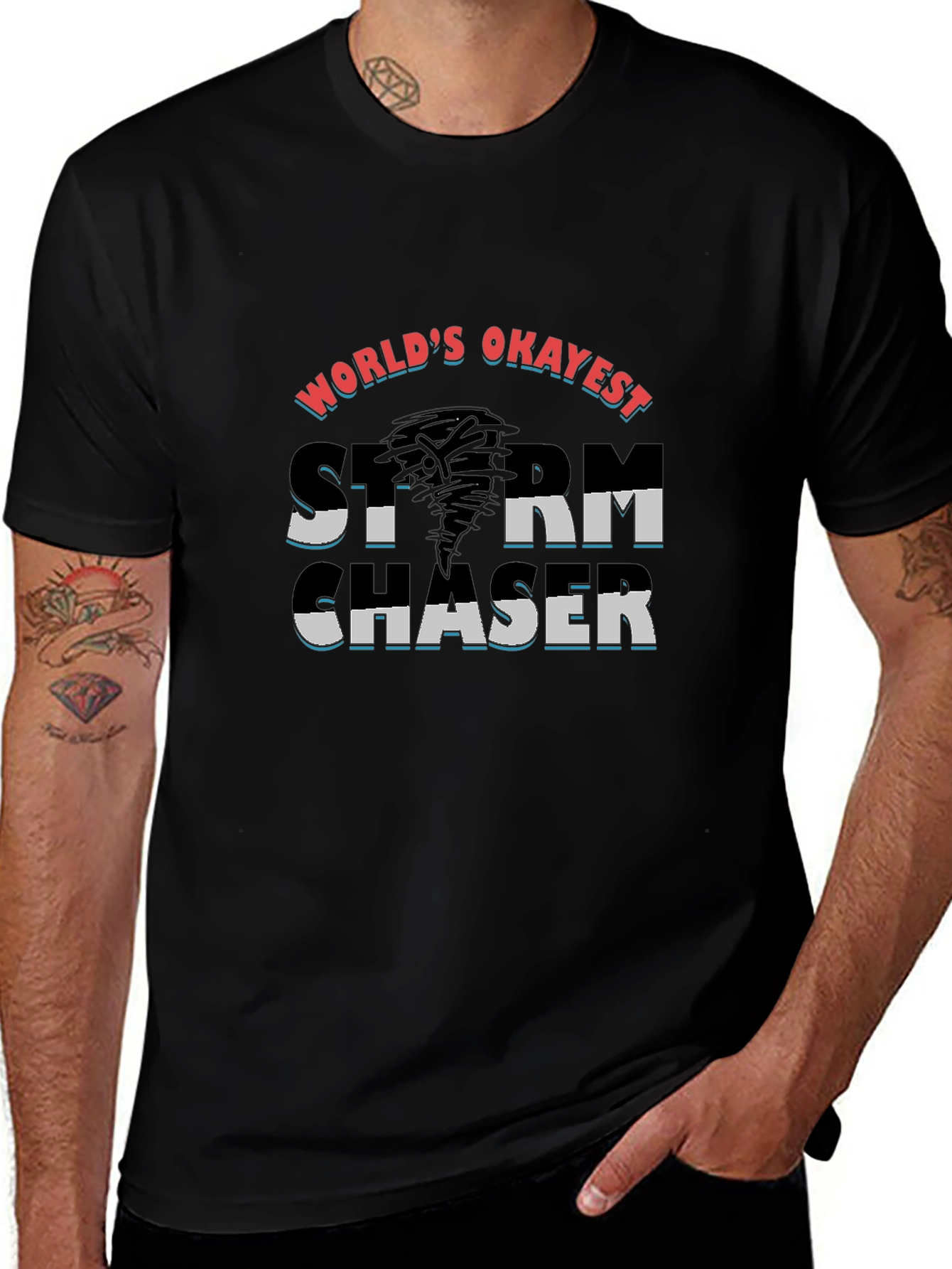 Worlds Okayest Storm Chaser Black T-Shirt