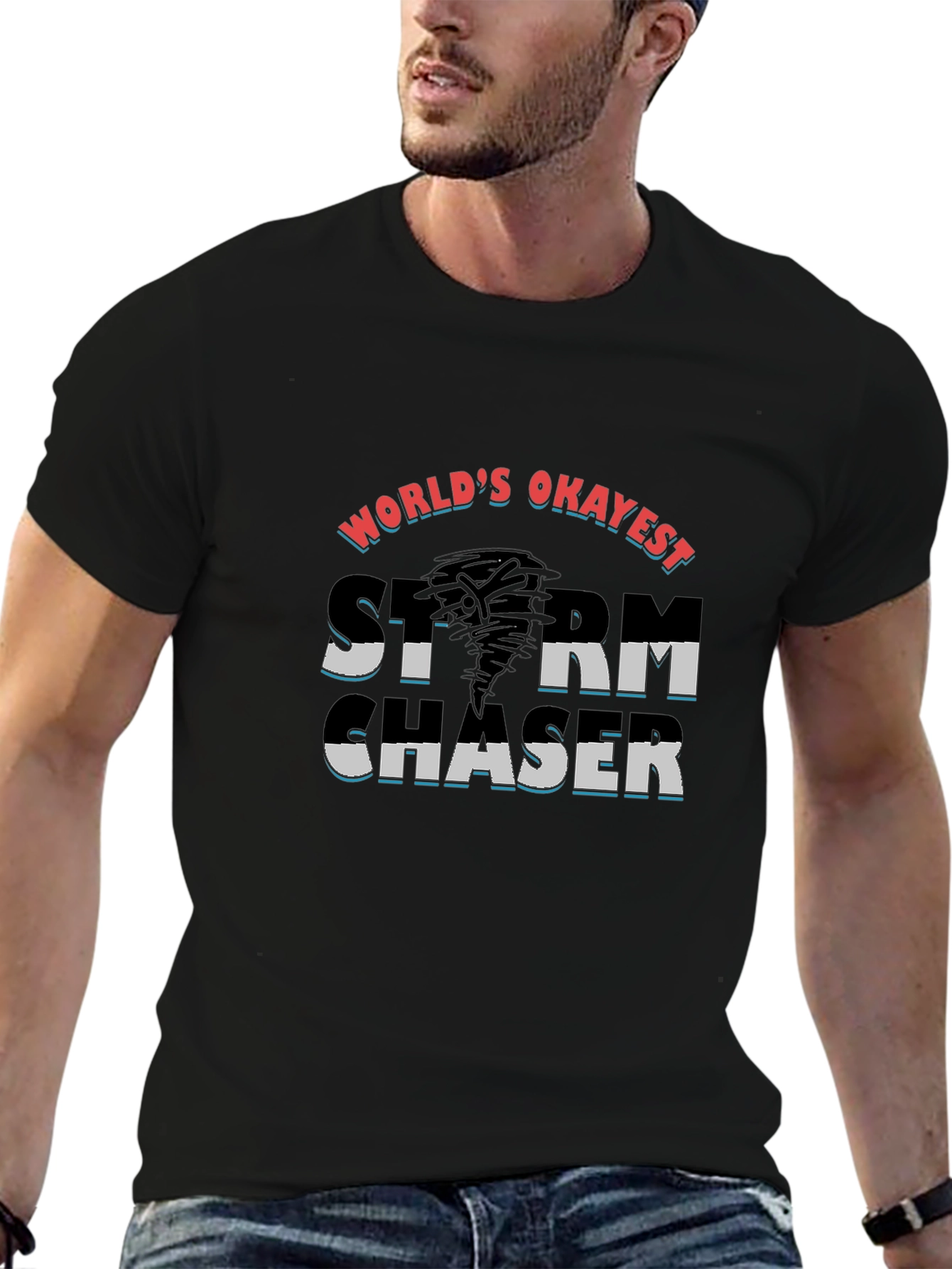 Worlds Okayest Storm Chaser Black T-Shirt