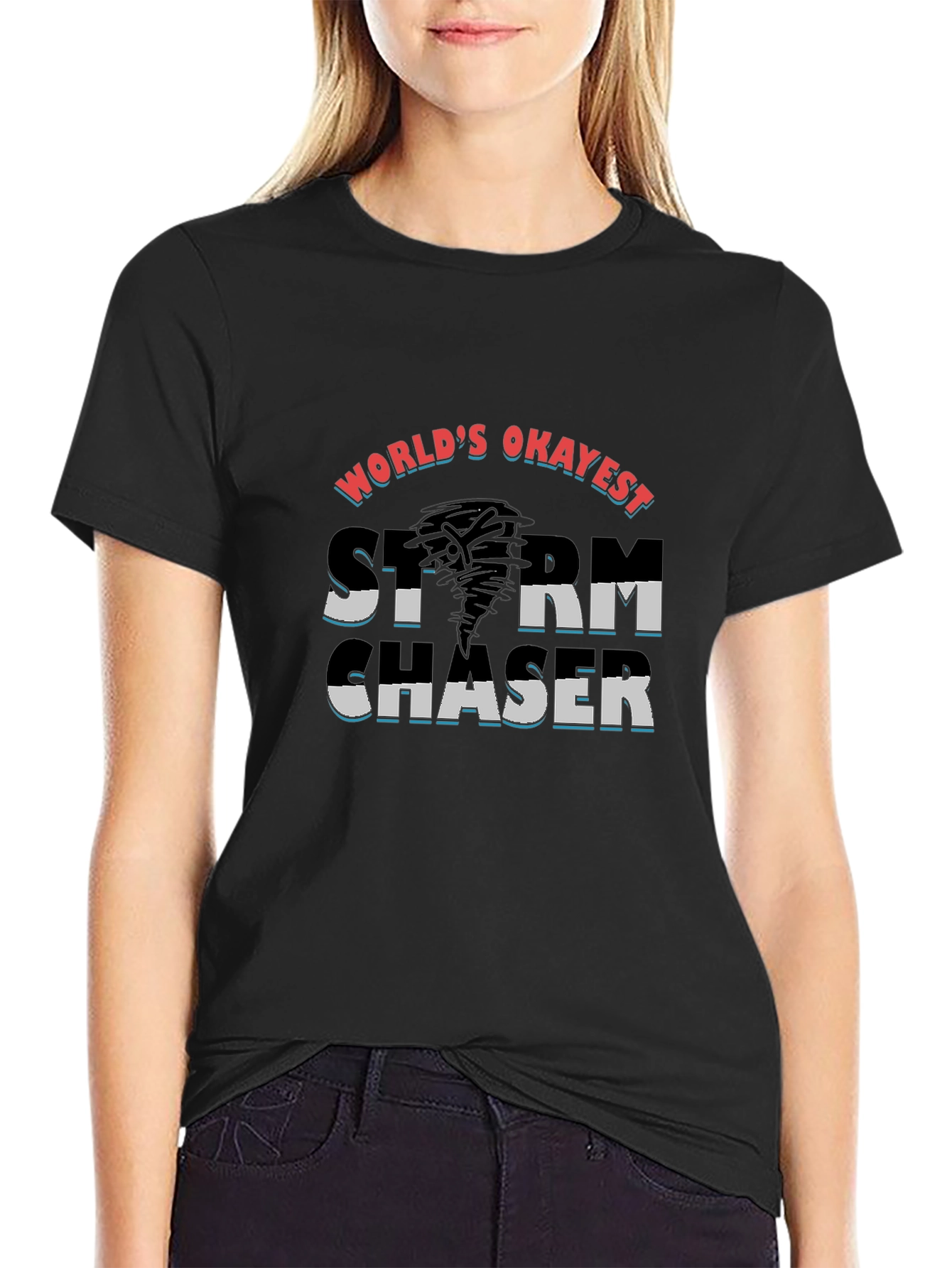 Worlds Okayest Storm Chaser Black T-Shirt