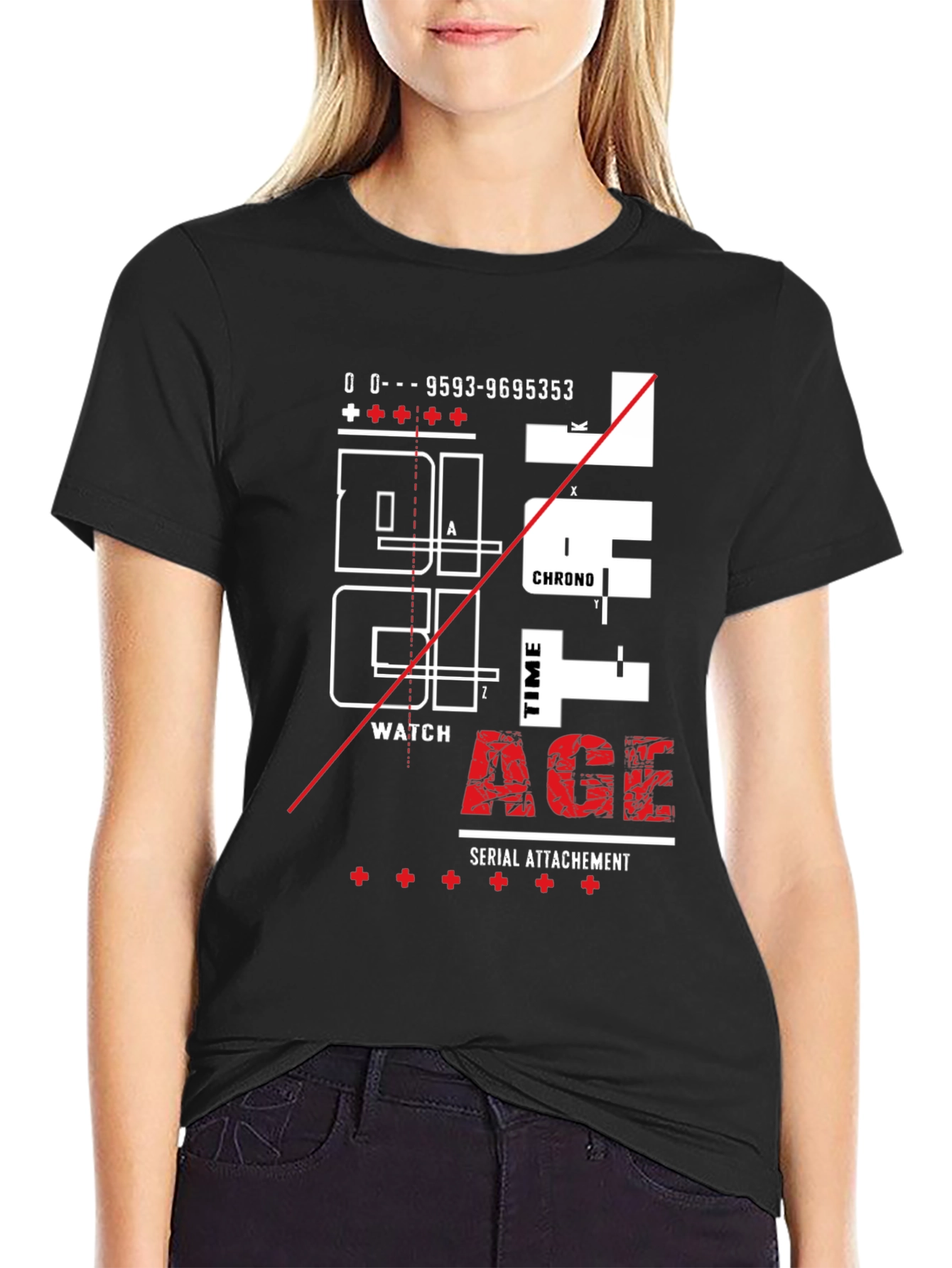 Abstract Design Graphic Print Black T-Shirt