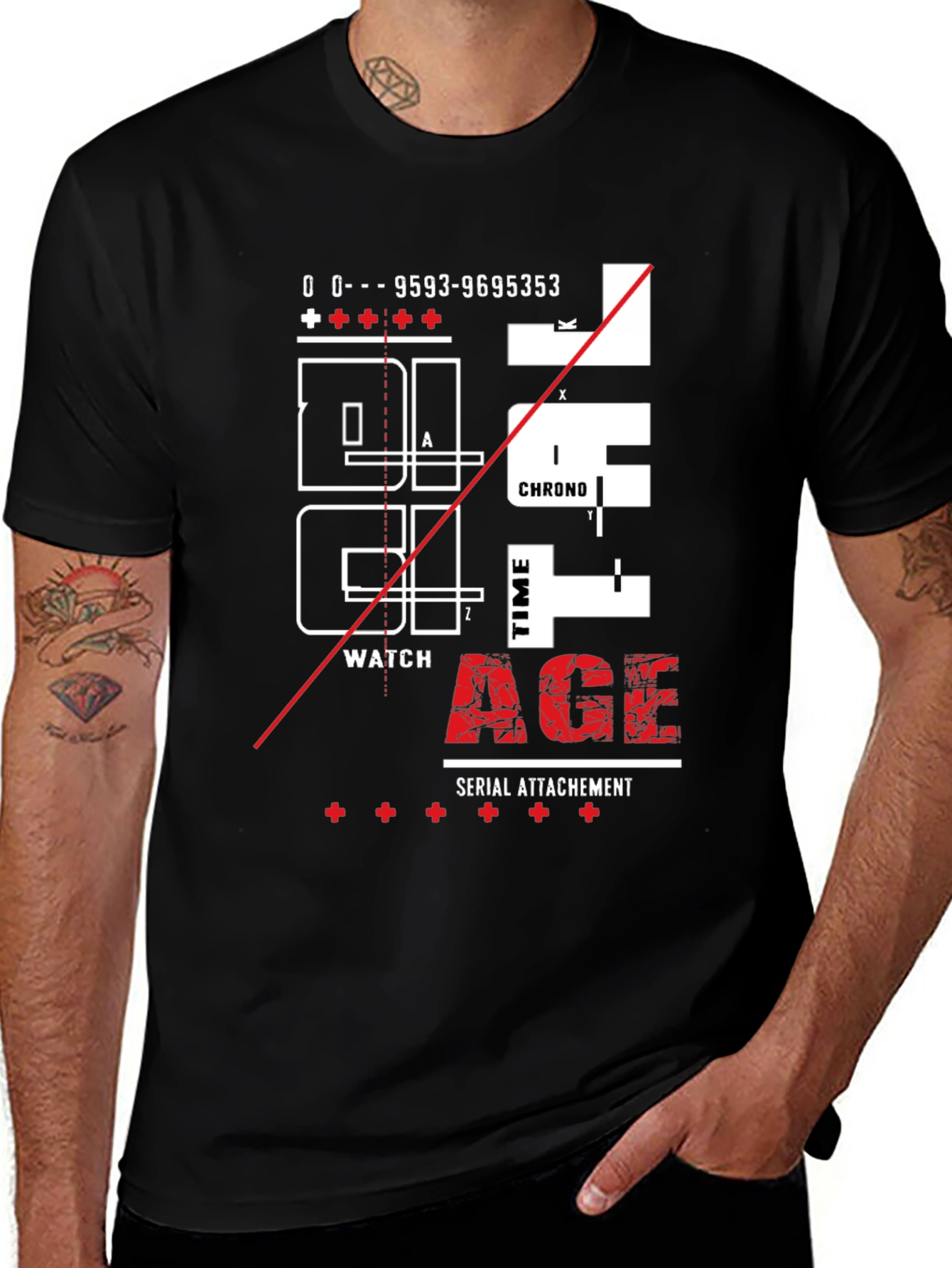 Abstract Design Graphic Print Black T-Shirt