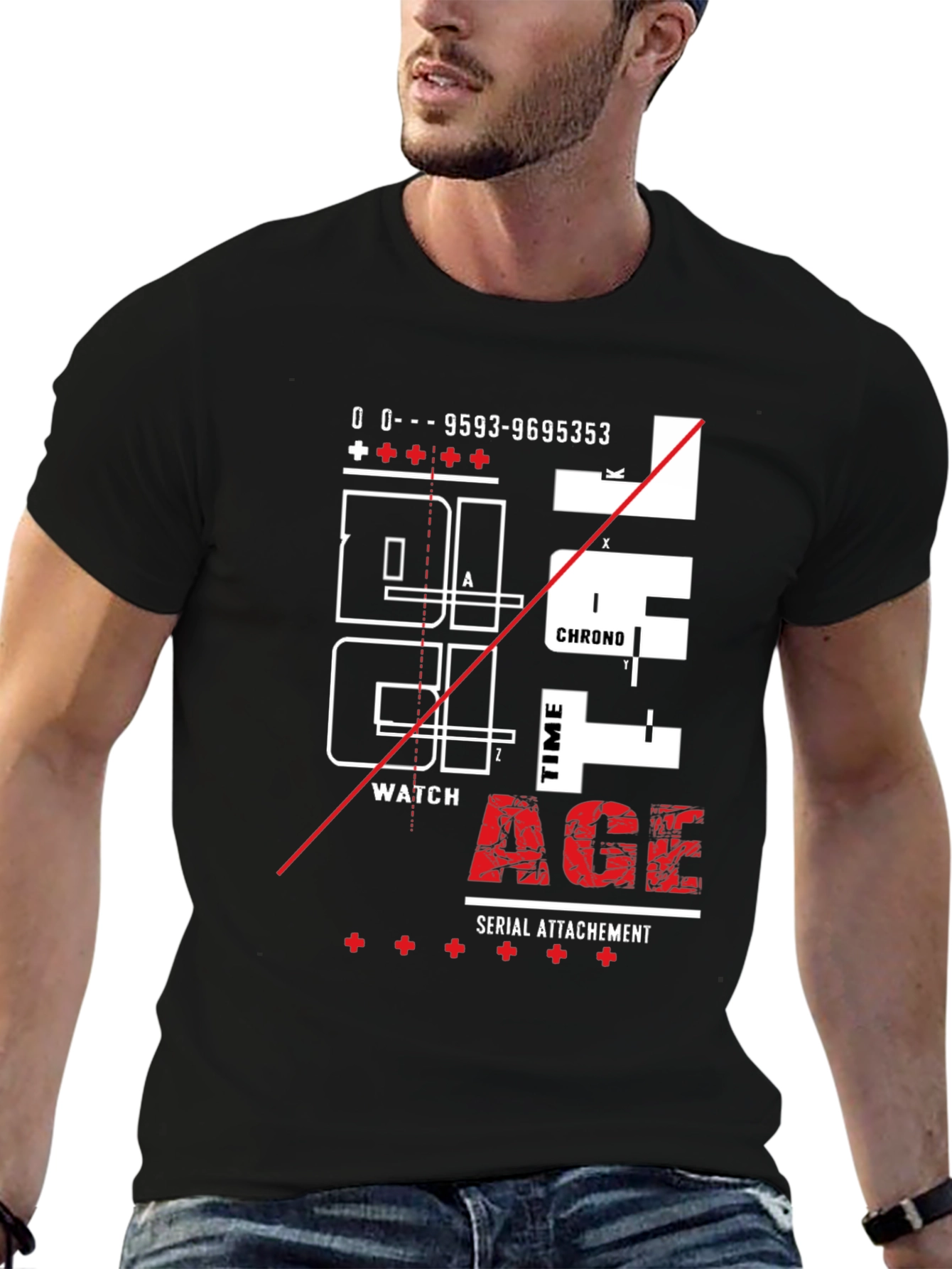 Abstract Design Graphic Print Black T-Shirt