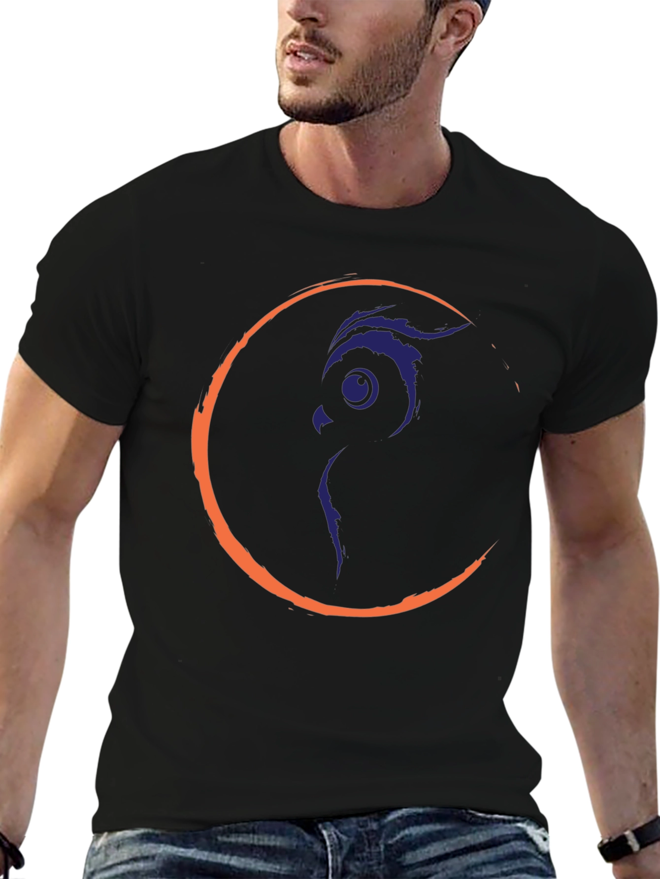 Owl Moon Graphic Tee - Black Crew Neck T-Shirt
