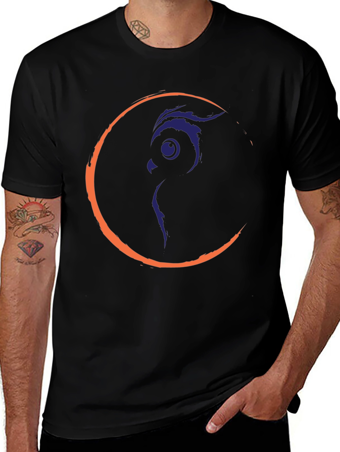 Owl Moon Graphic Tee - Black Crew Neck T-Shirt