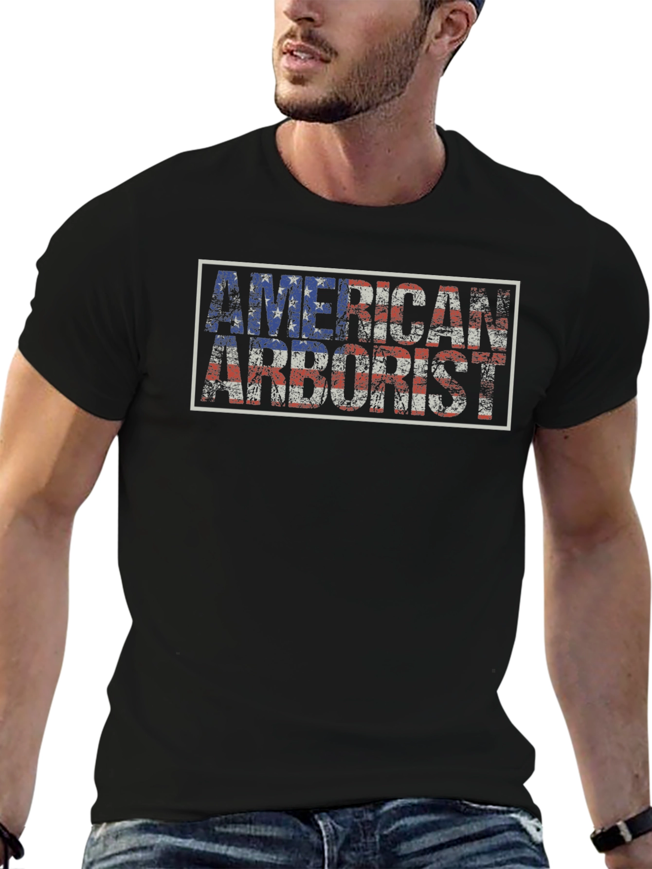 American Arborist T-Shirt - Tree Surgeon USA Flag