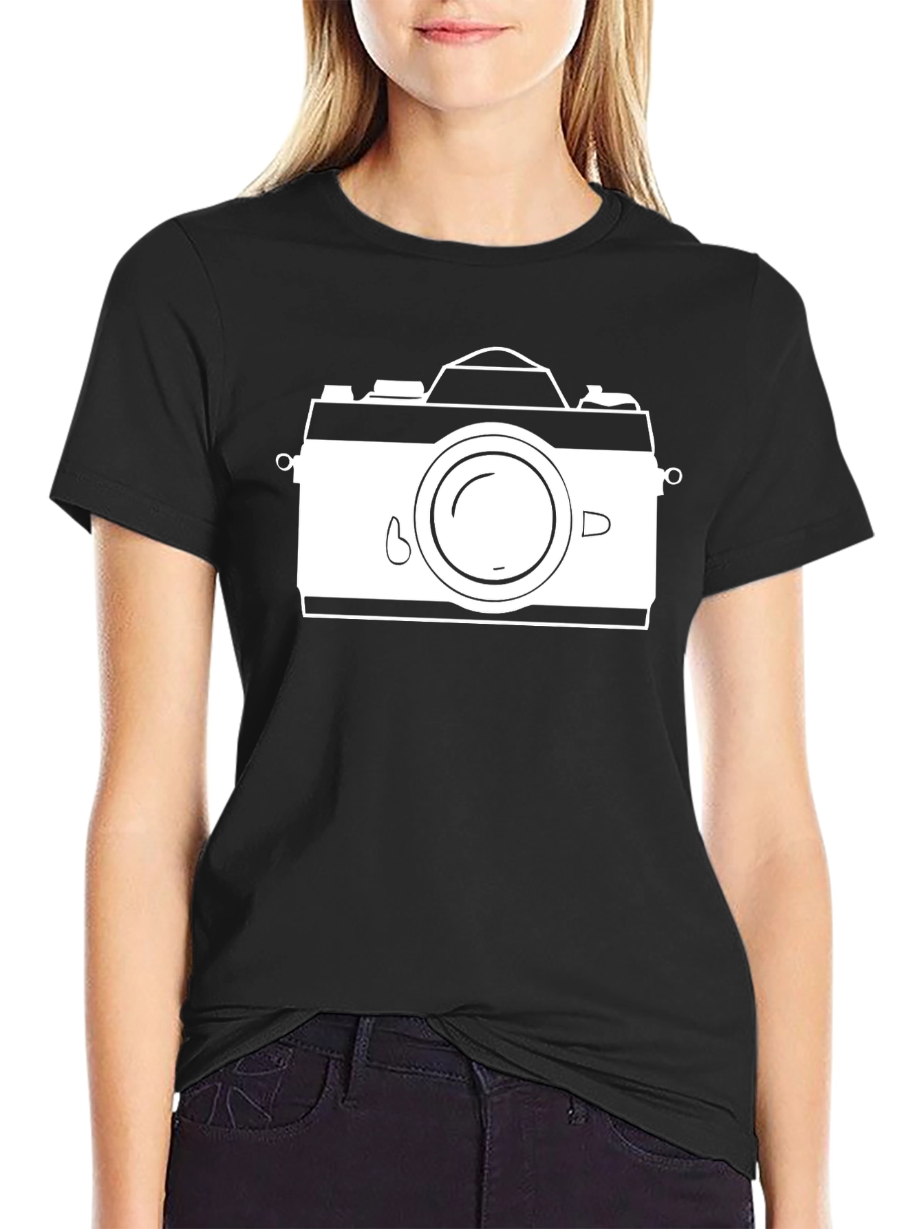 Camera Graphic Black T-Shirt - Stylish Photo Tee