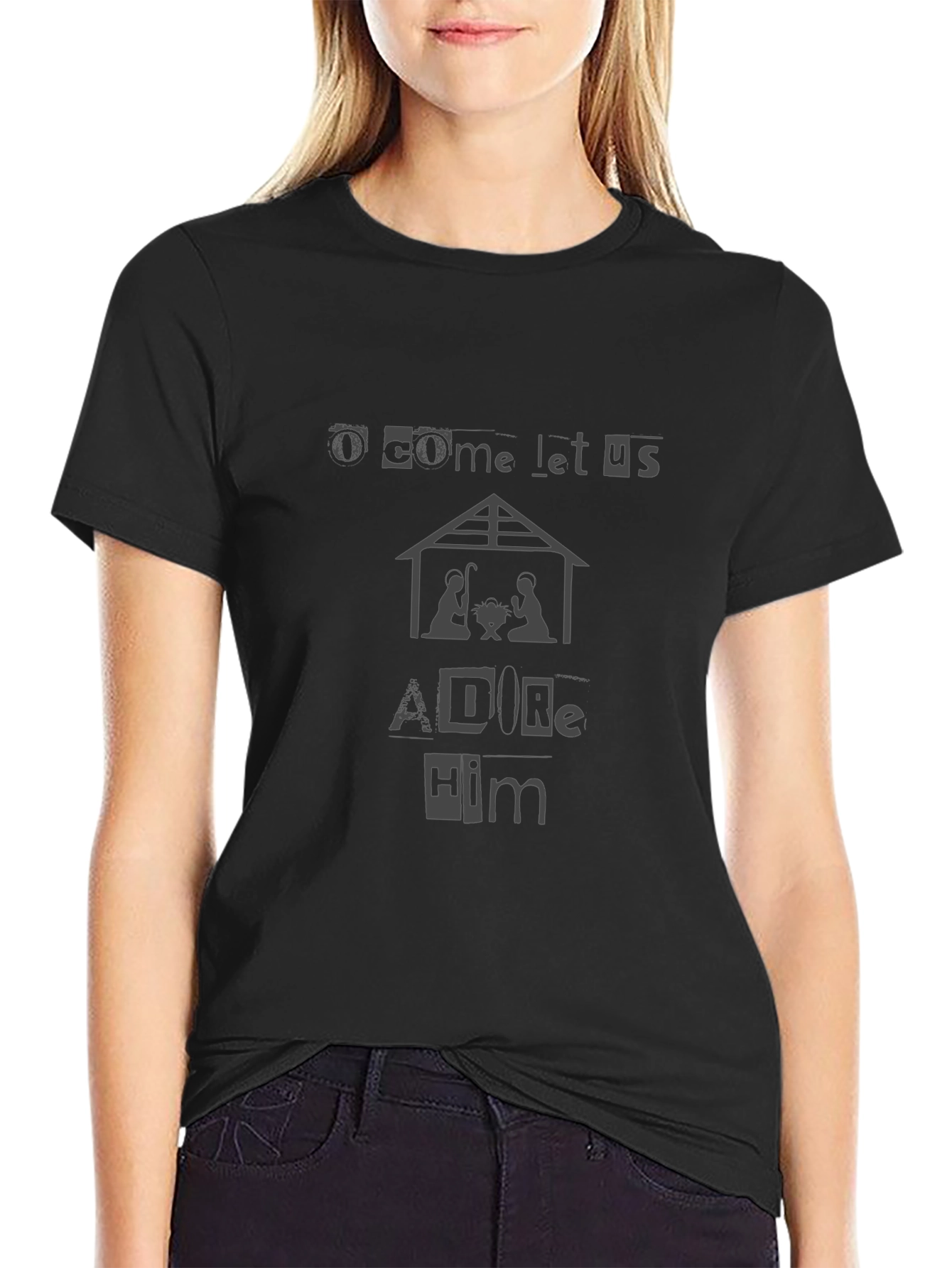 O Come Let Us Adore Him Nativity T-Shirt