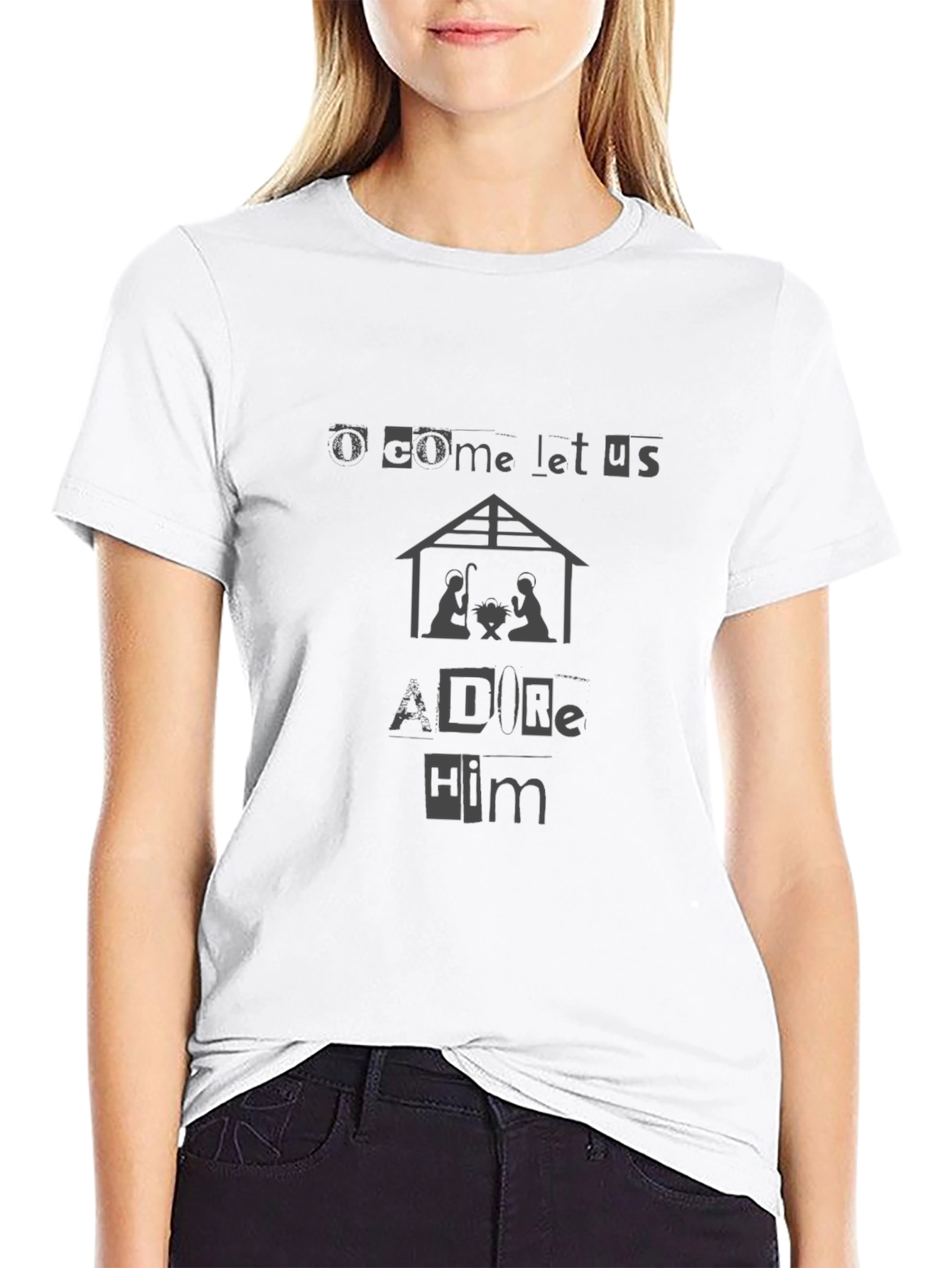 O Come Let Us Adore Him Nativity T-Shirt