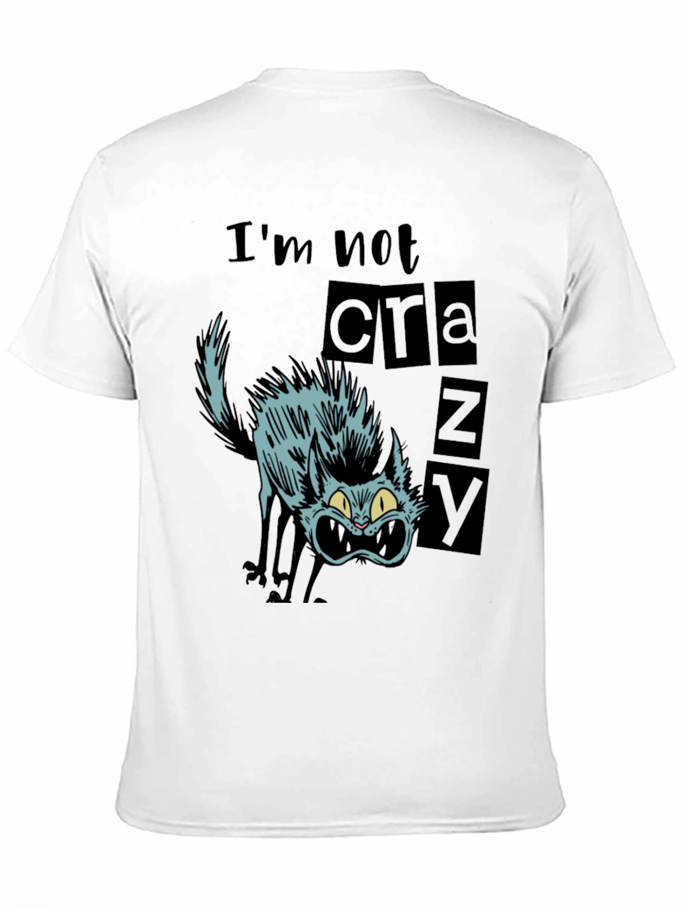 Crazy Cat Graphic Tee - Mens Black T-Shirt
