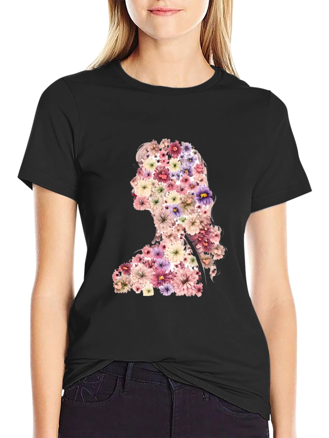 Floral Silhouette Graphic T-Shirt