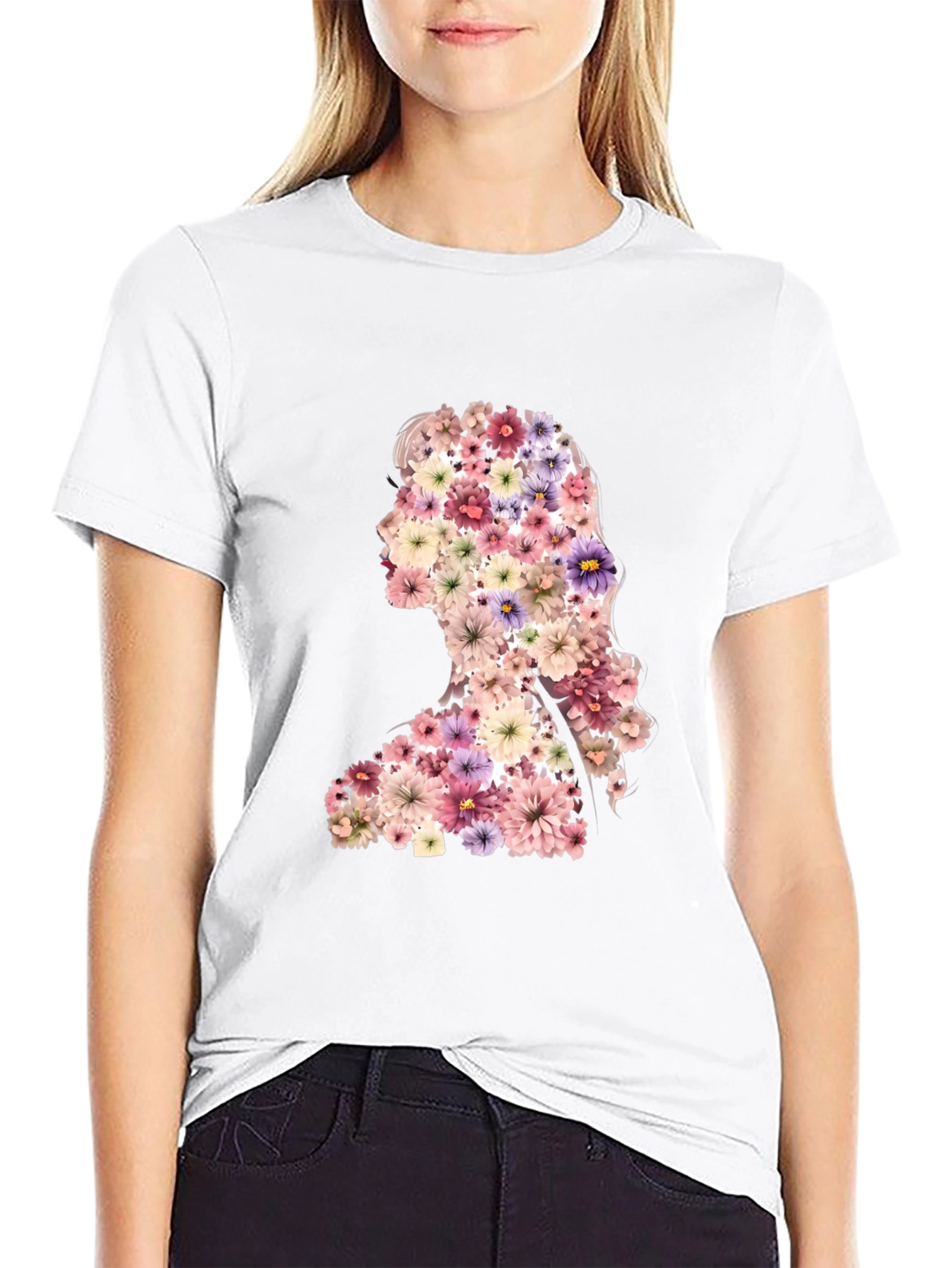 Floral Silhouette Graphic T-Shirt