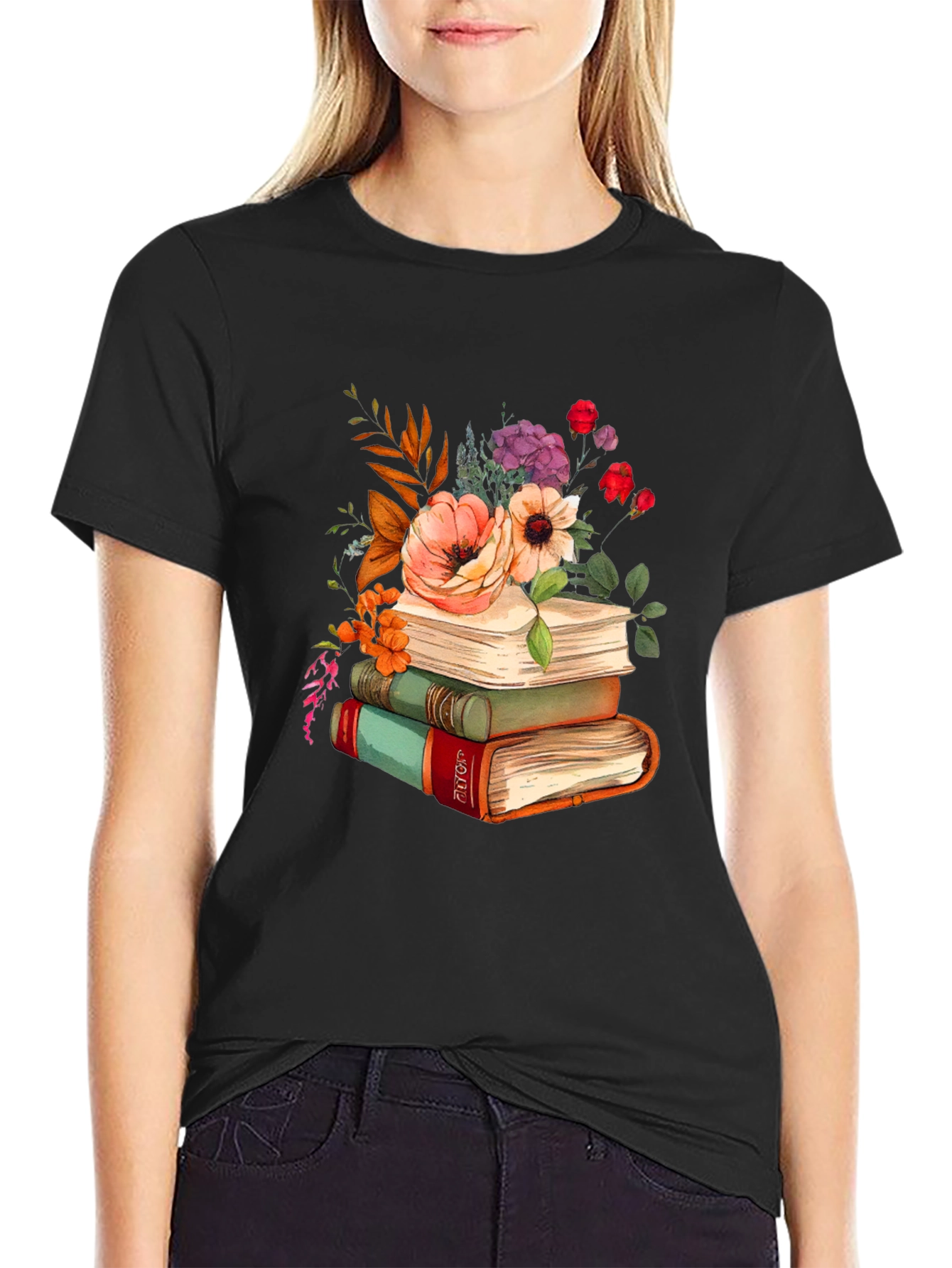 Floral Books T-Shirt - Readers Delight