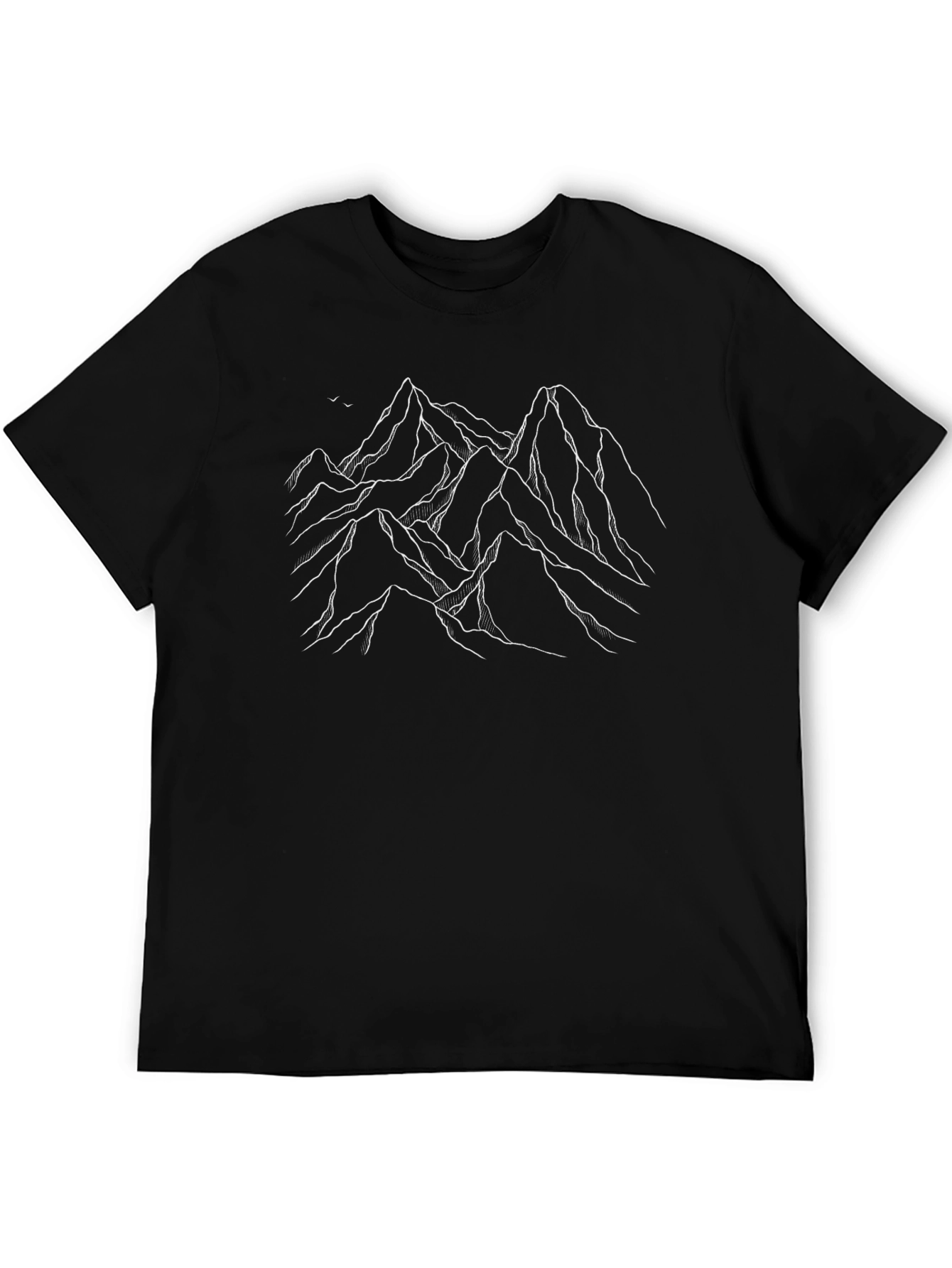 Mountain Line Art Black T-Shirt