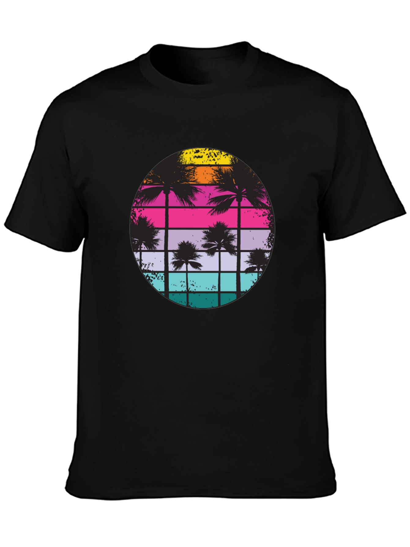 Retro Sunset Palm Tree Graphic T-Shirt