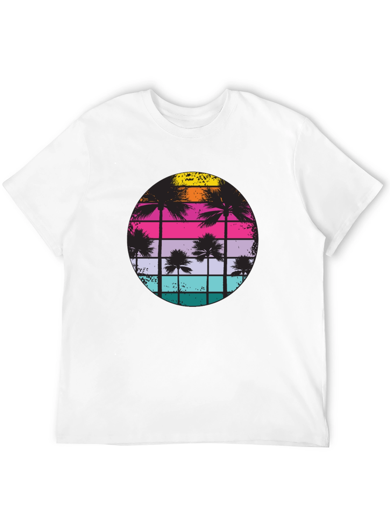 Retro Sunset Palm Tree Graphic T-Shirt