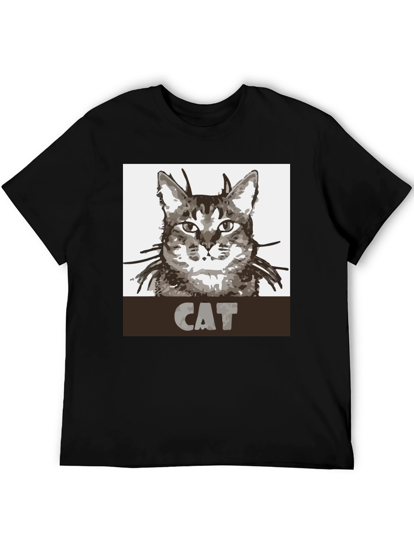 Cat Graphic Print Black T-Shirt