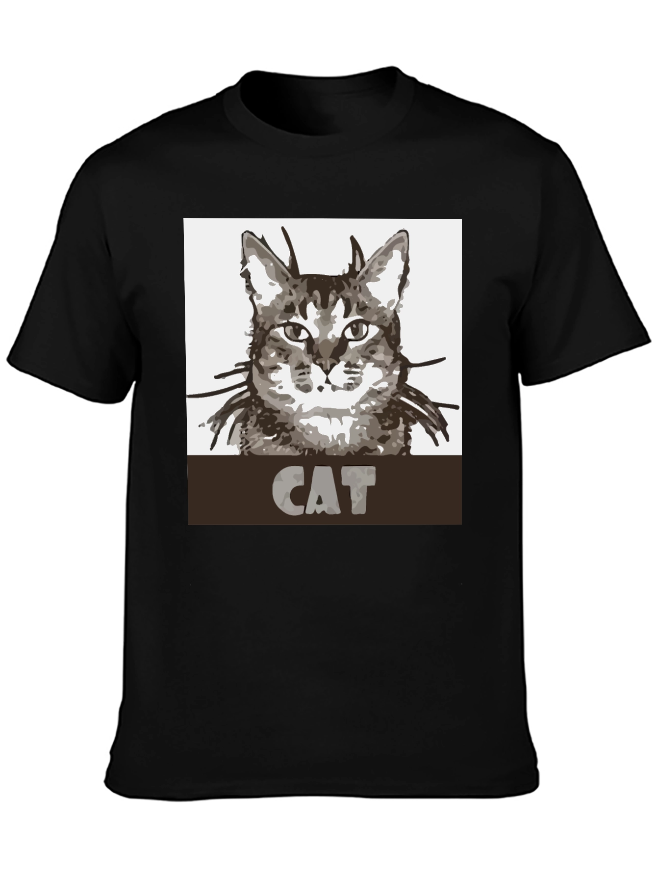 Cat Graphic Print Black T-Shirt