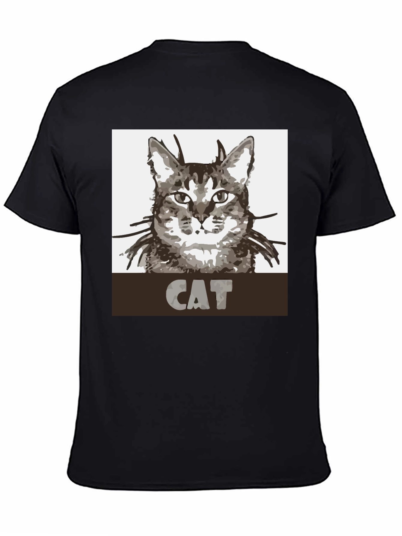 Cat Graphic Print Black T-Shirt