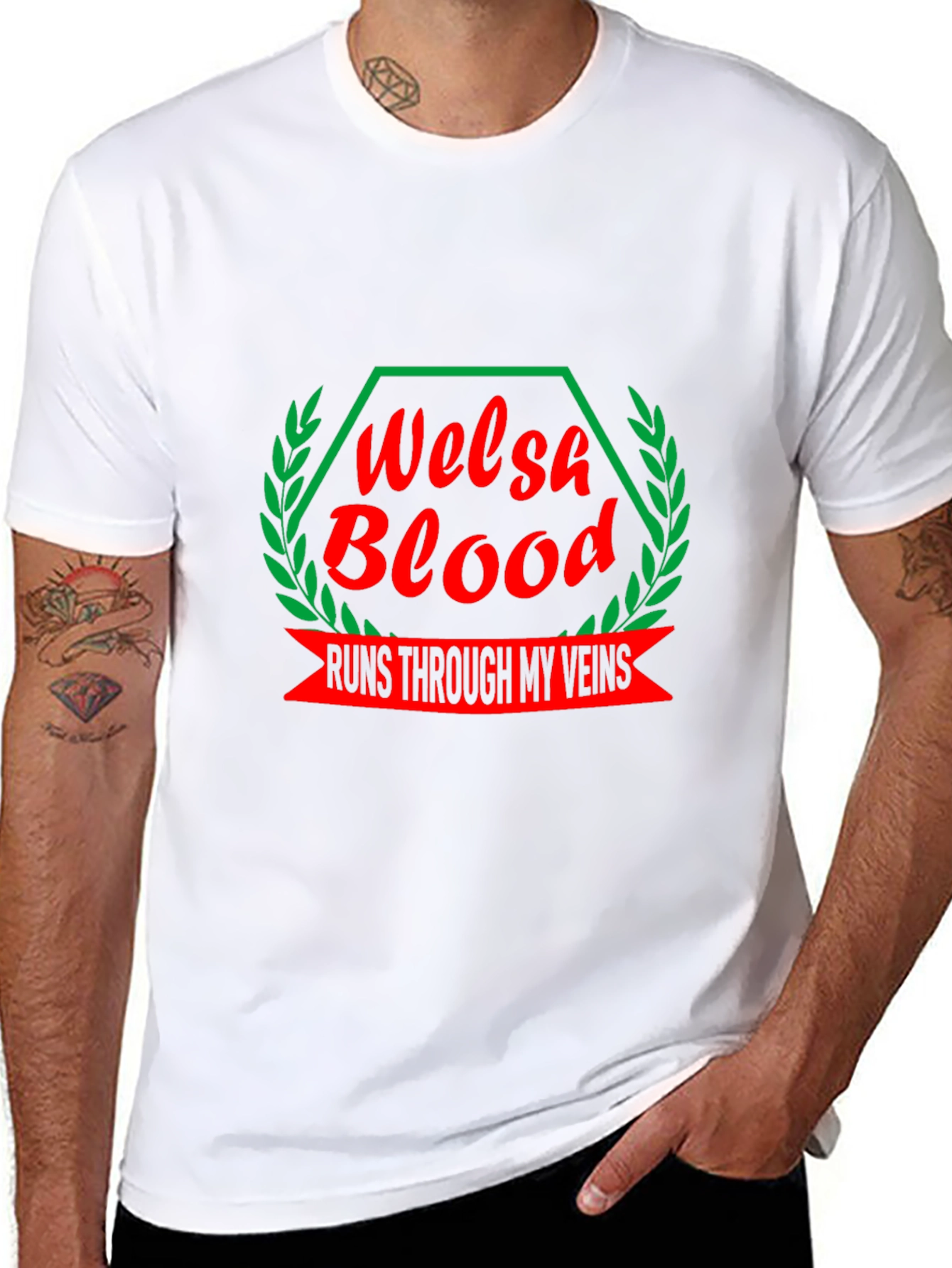Welsh Blood T-Shirt - Red & Green Design