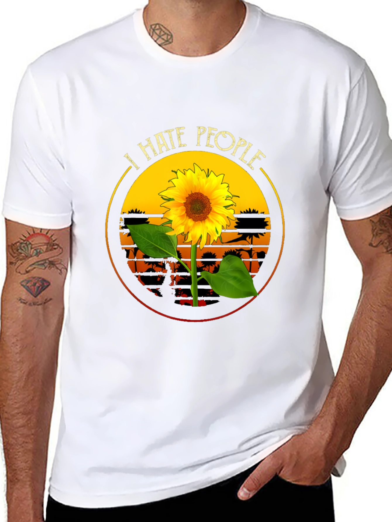 I Hate People Sunflower Graphic T-Shirt