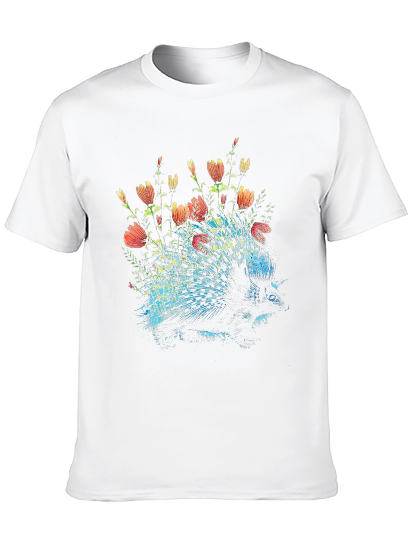 Floral Porcupine Graphic Tee - Black