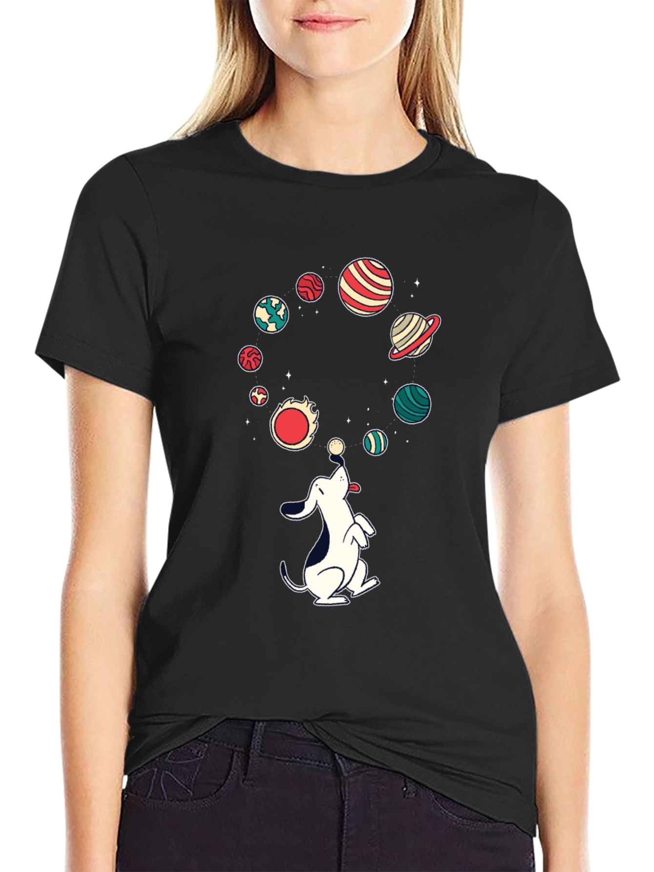 Cosmic Dog T-Shirt - Planet Juggling Pup