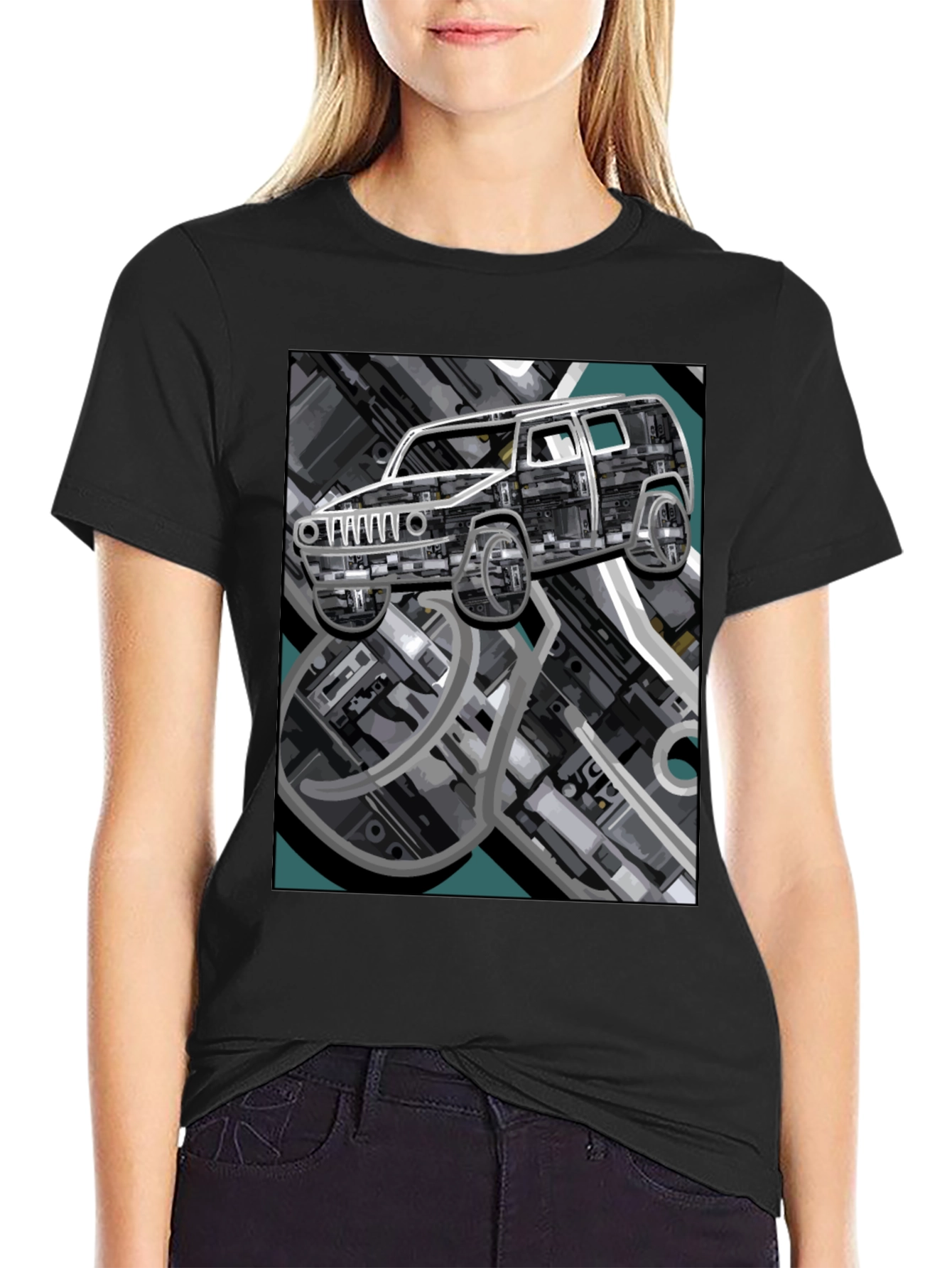 Abstract Car Graphic Black Tee