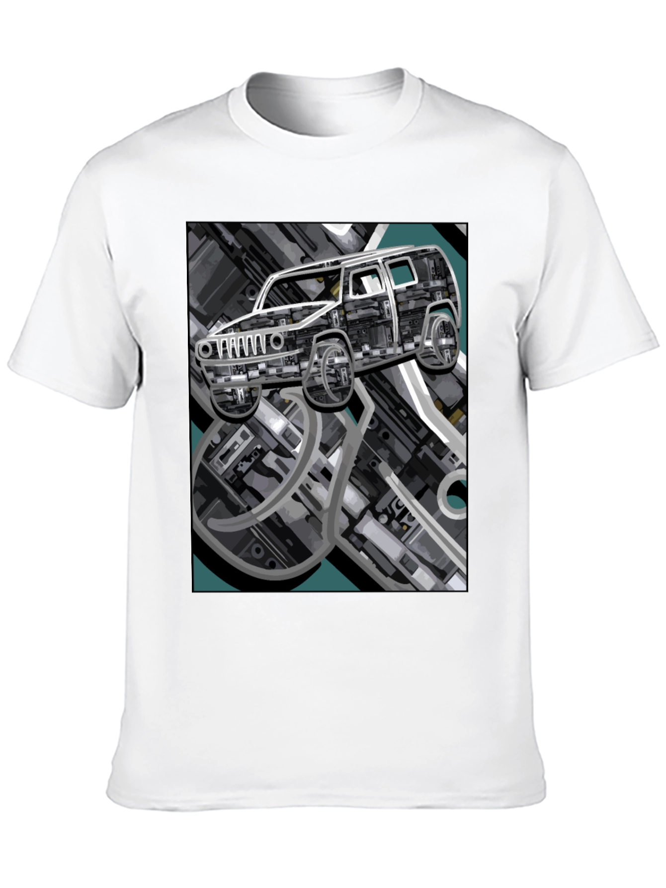 Abstract Car Graphic Black Tee